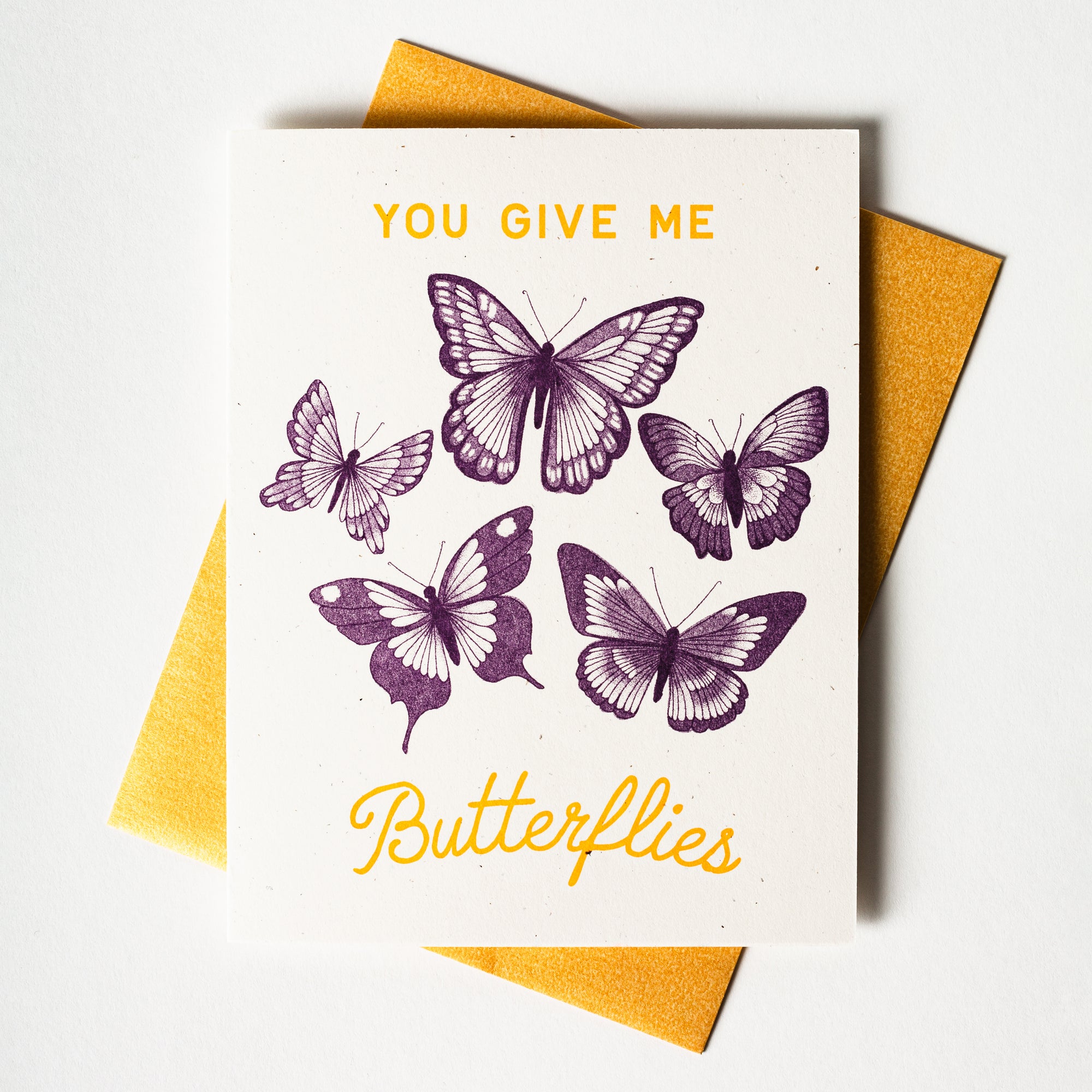 You Give Me Butterflies - Risograph Card