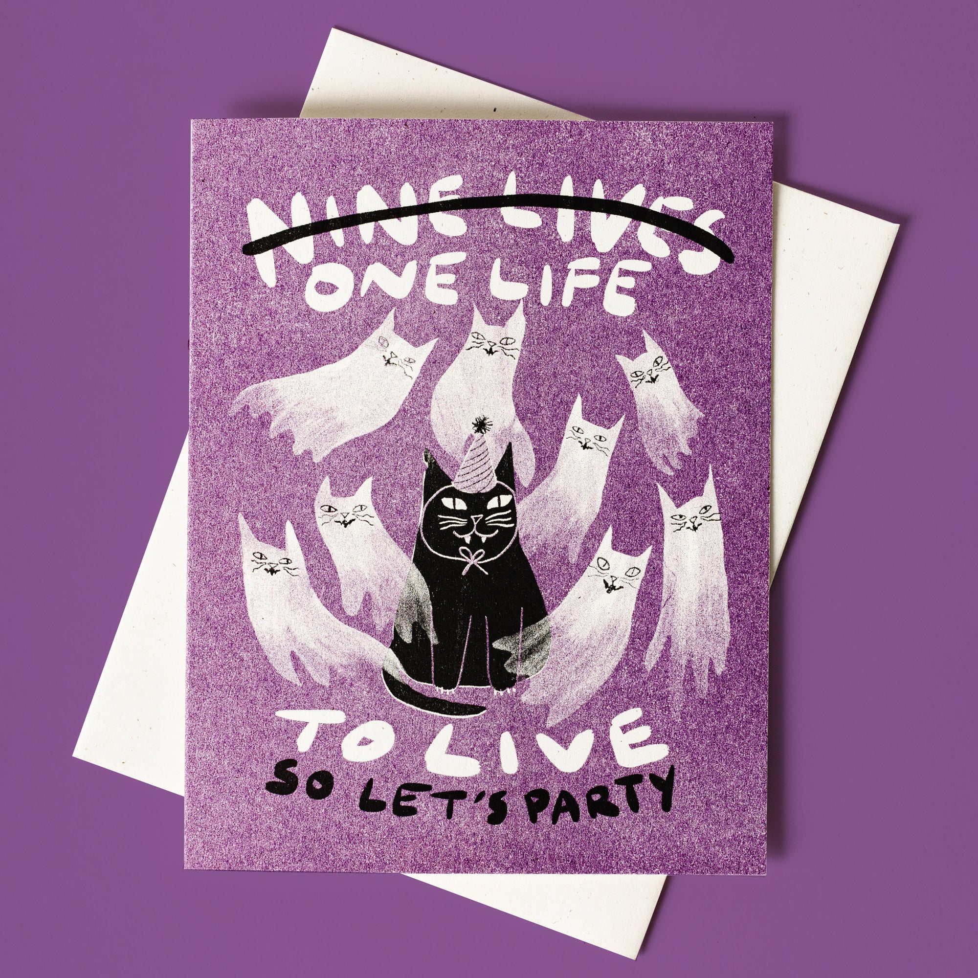 Nine Lives/One Life - Risograph Birthday Card