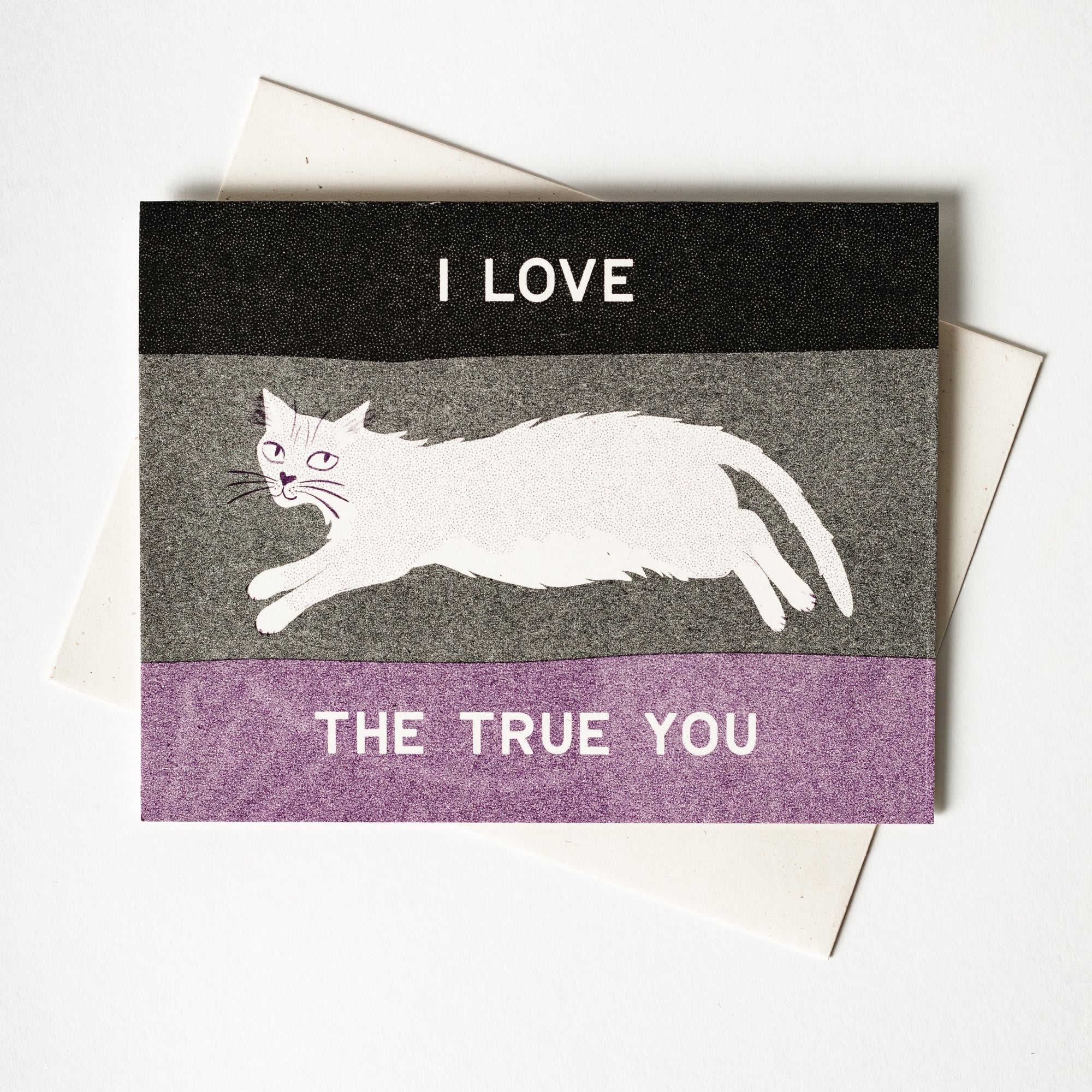 I Love The True You - Asexual Pride Risograph Card