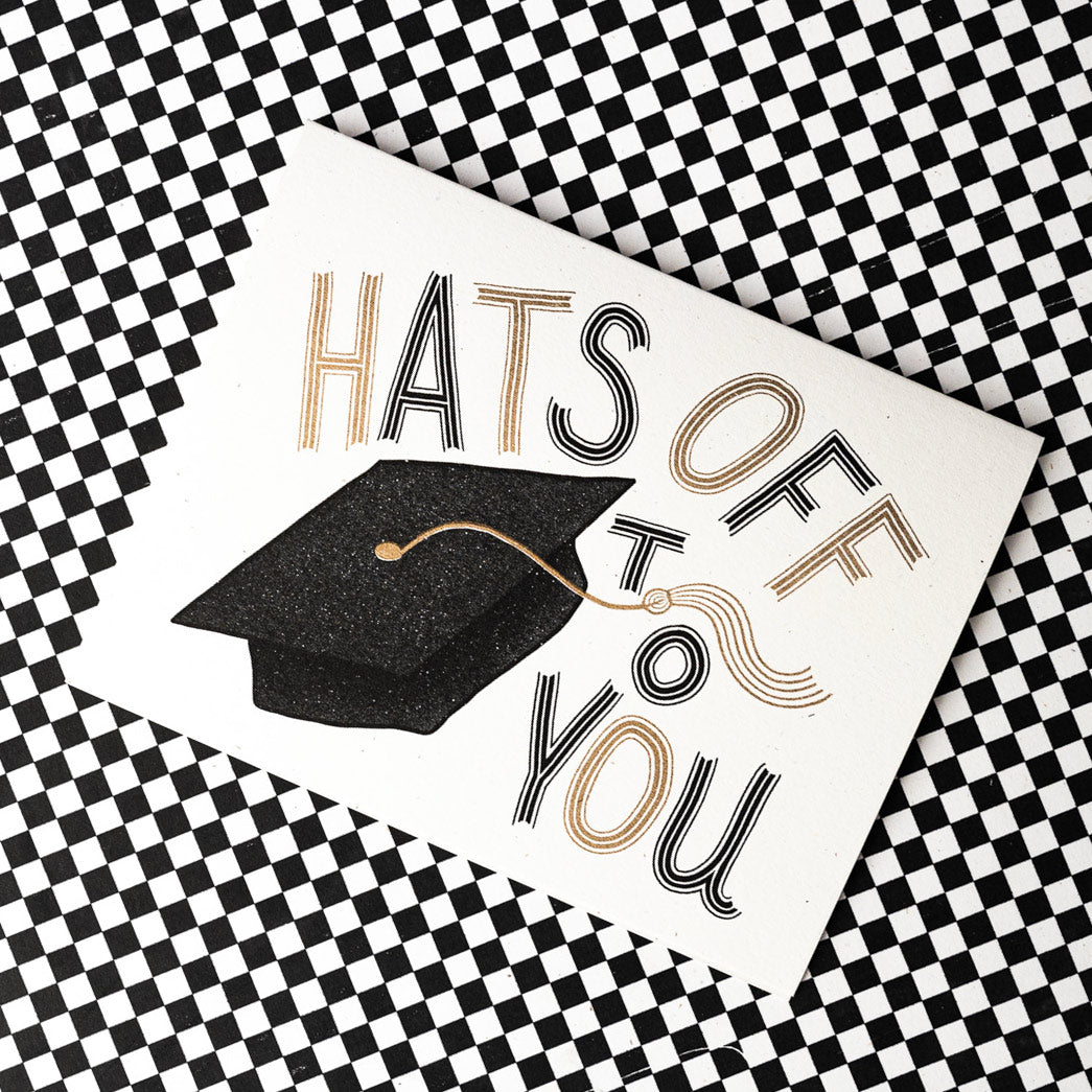 Hats Off To You - Risograph Graduation Card