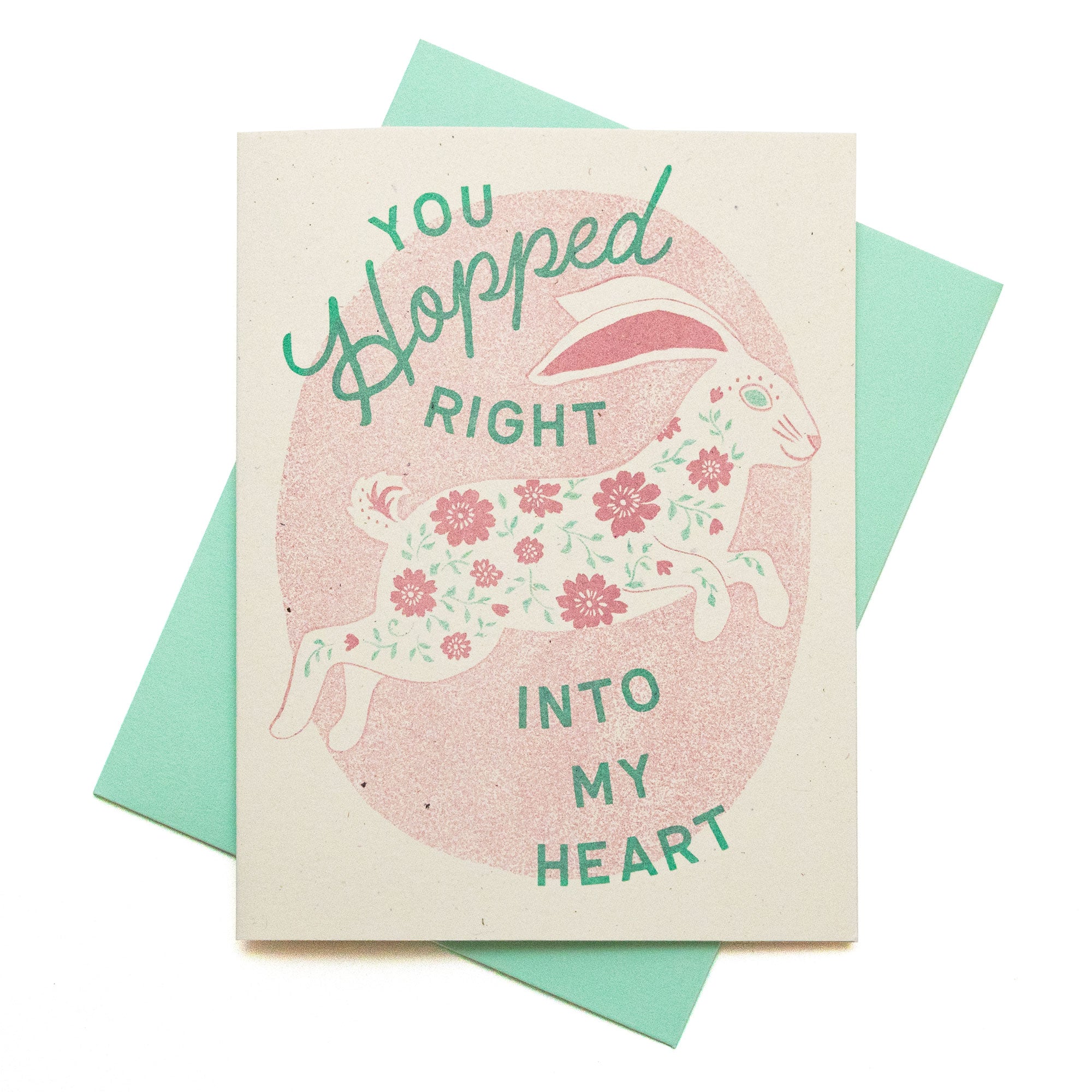 Hopped Right Into My Heart - Risograph Greeting Card