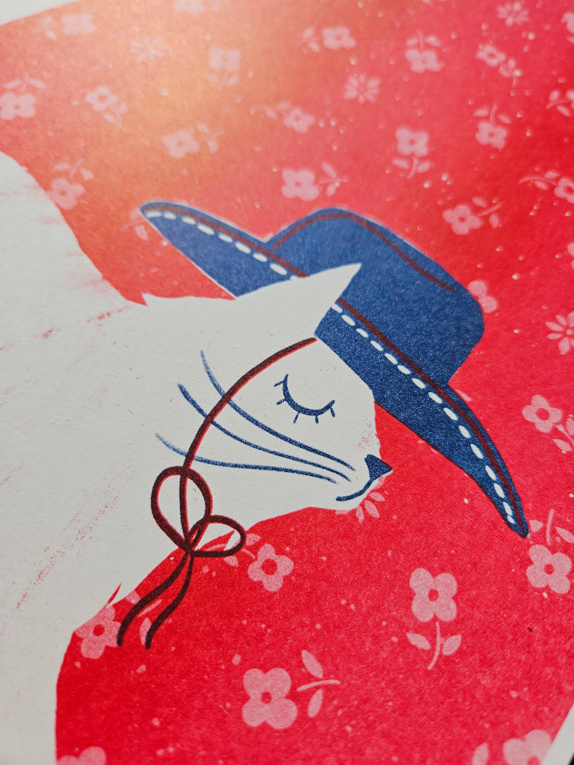 Cowboy Cat - Risograph Print