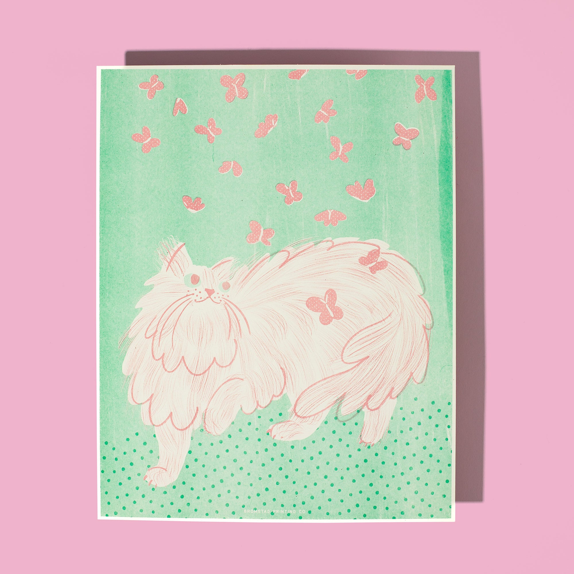 Butterfly Cat - Risograph Print