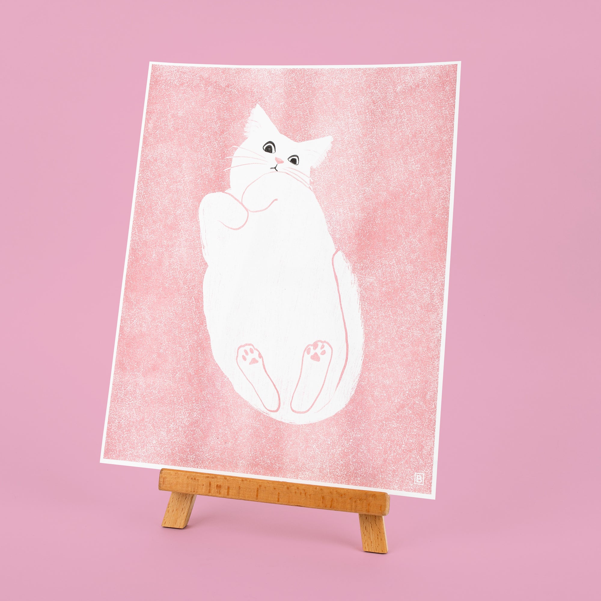 Cat on Glass - Risograph Print