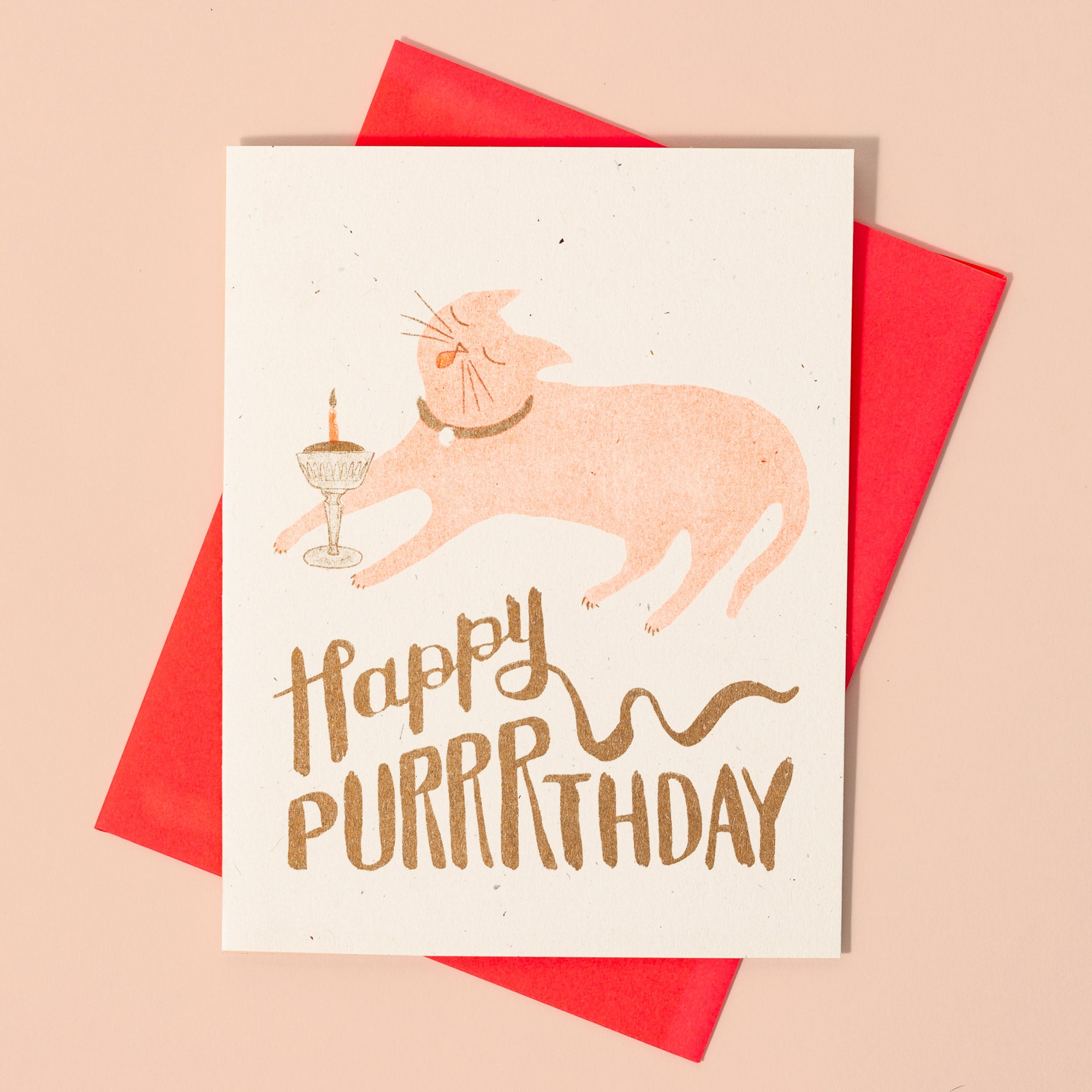 Happy Purrrthday - Risograph Card