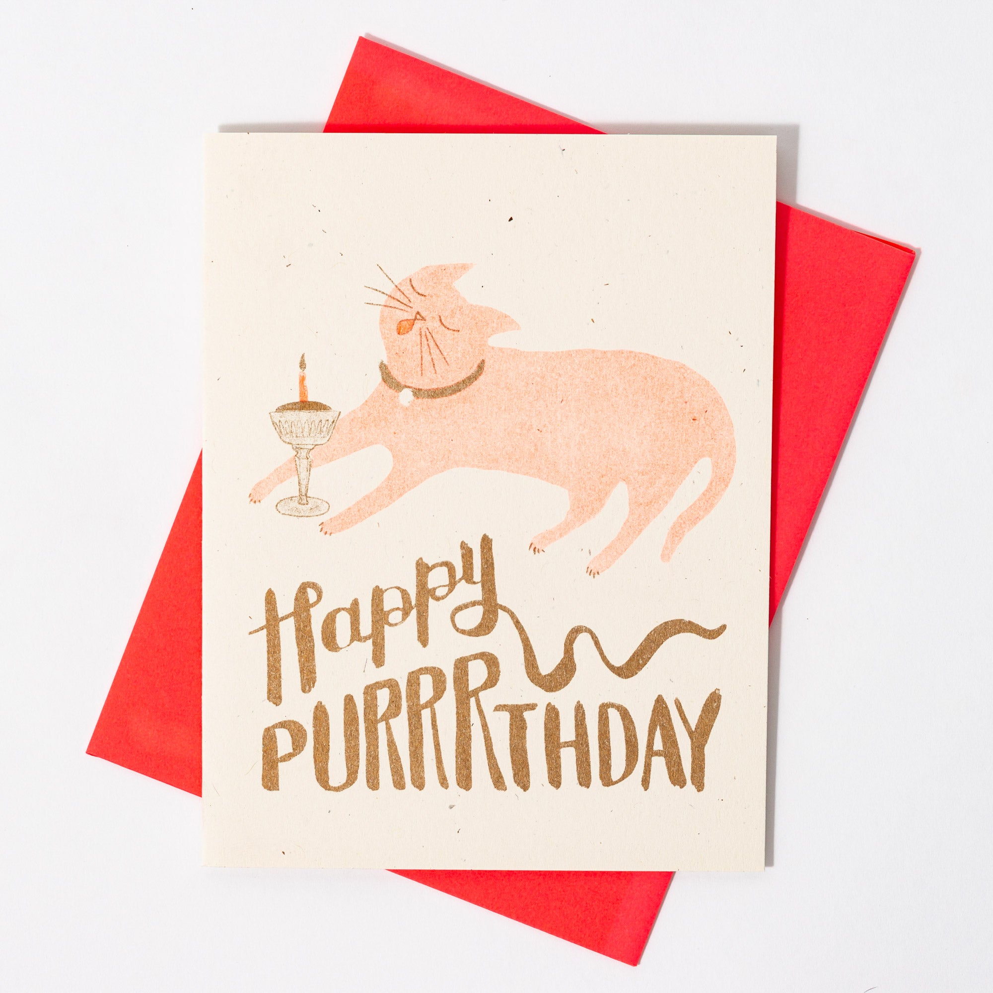 Happy Purrrthday - Risograph Card