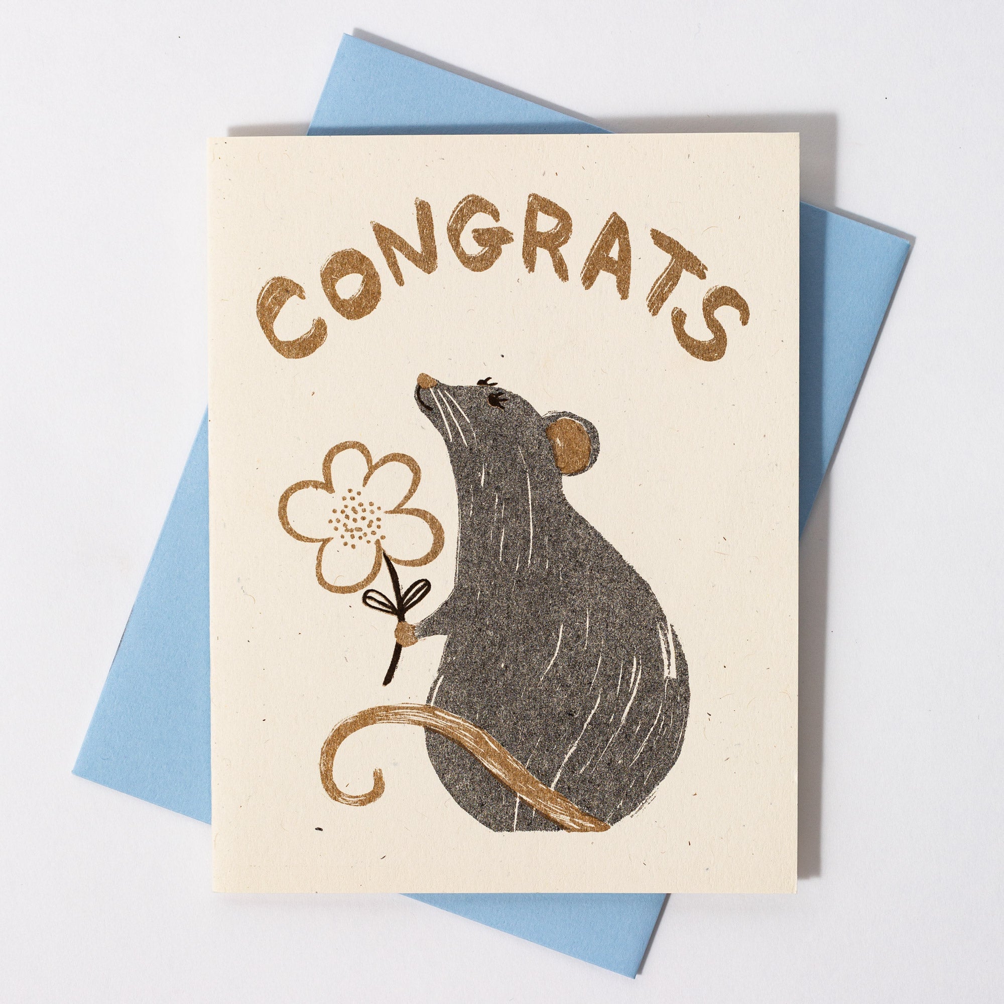 Congrats Rat - Risograph Card