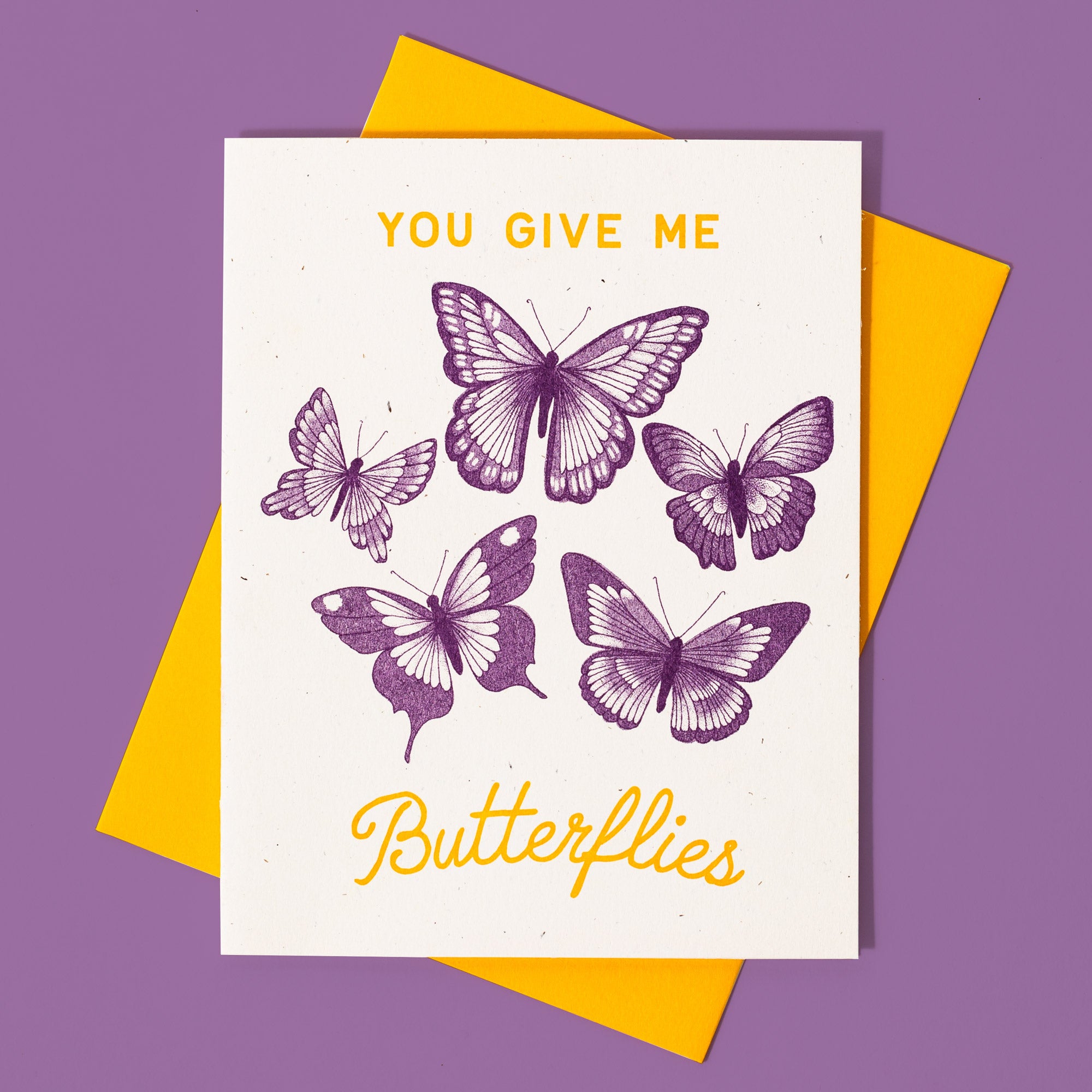 You Give Me Butterflies - Risograph Card