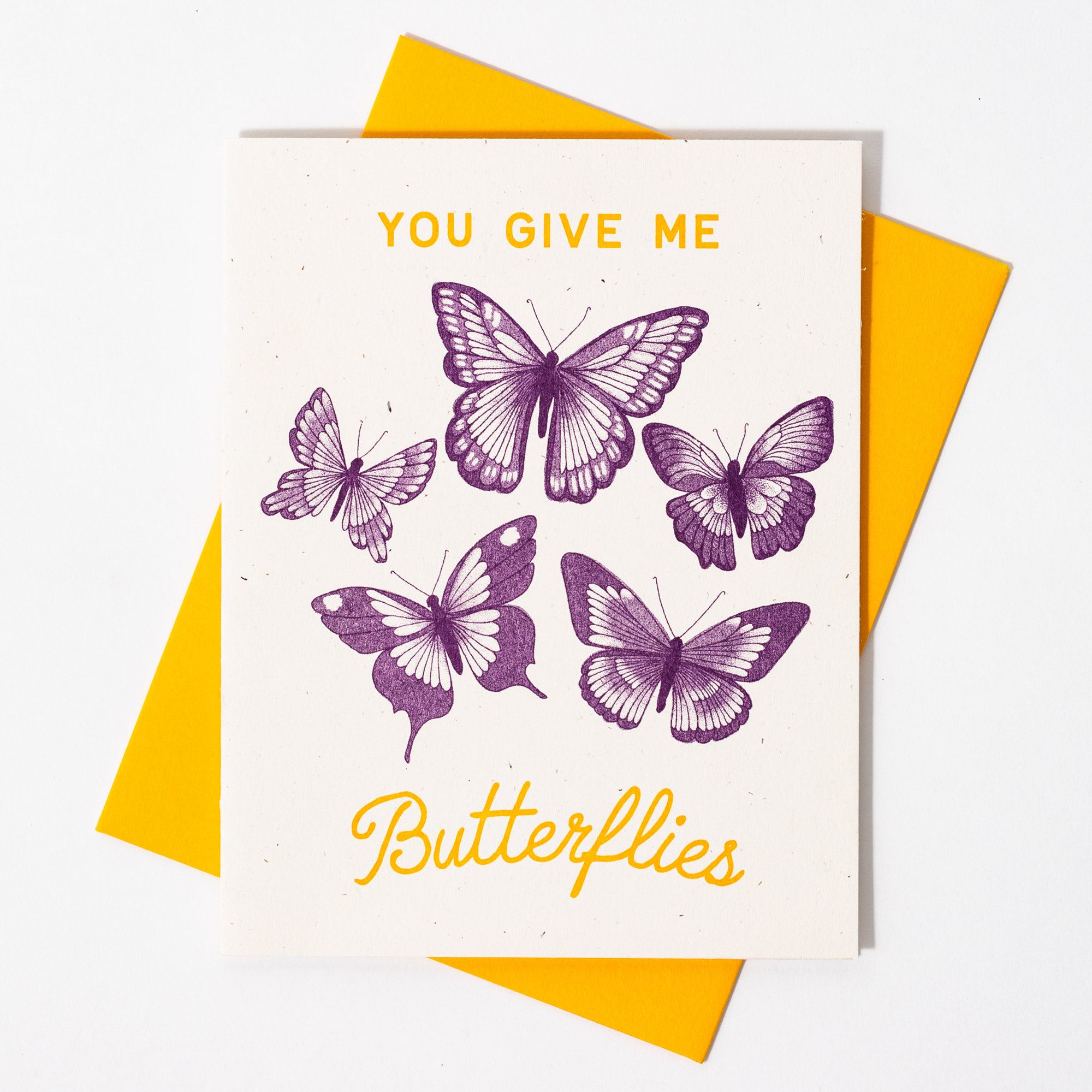 You Give Me Butterflies - Risograph Card