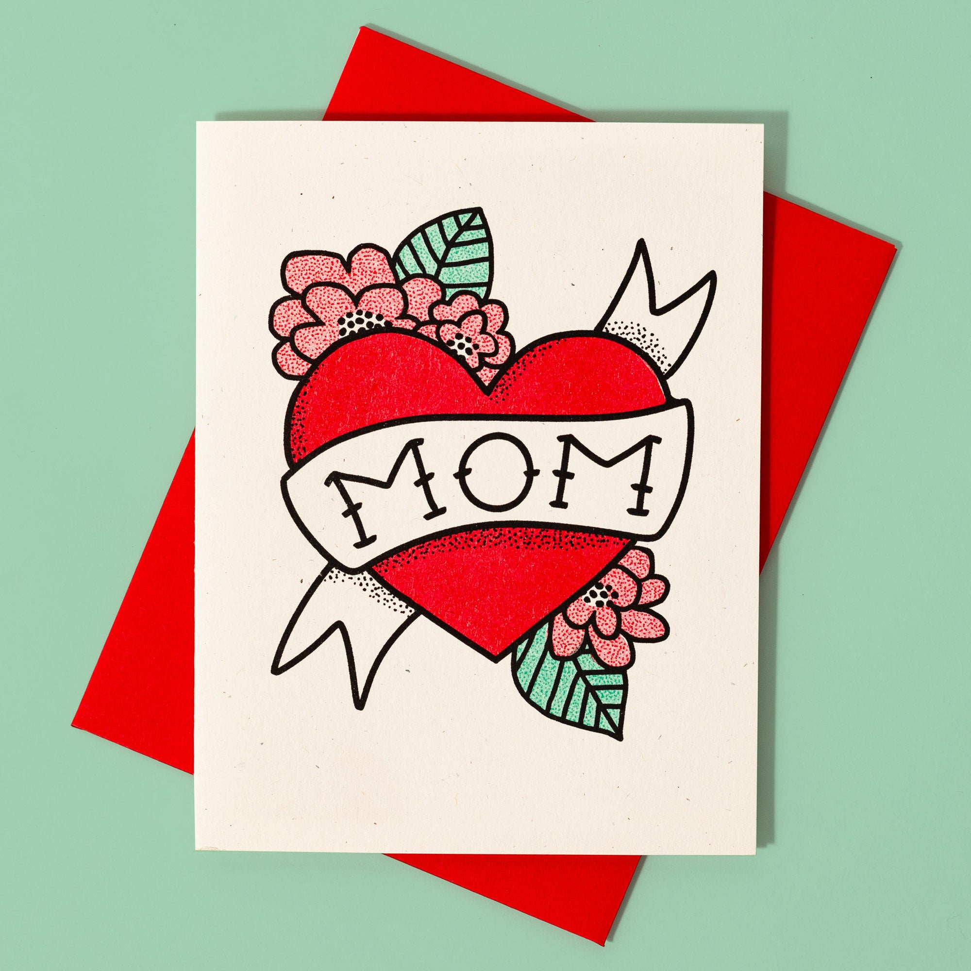 Mom Tattoo - Risograph Card