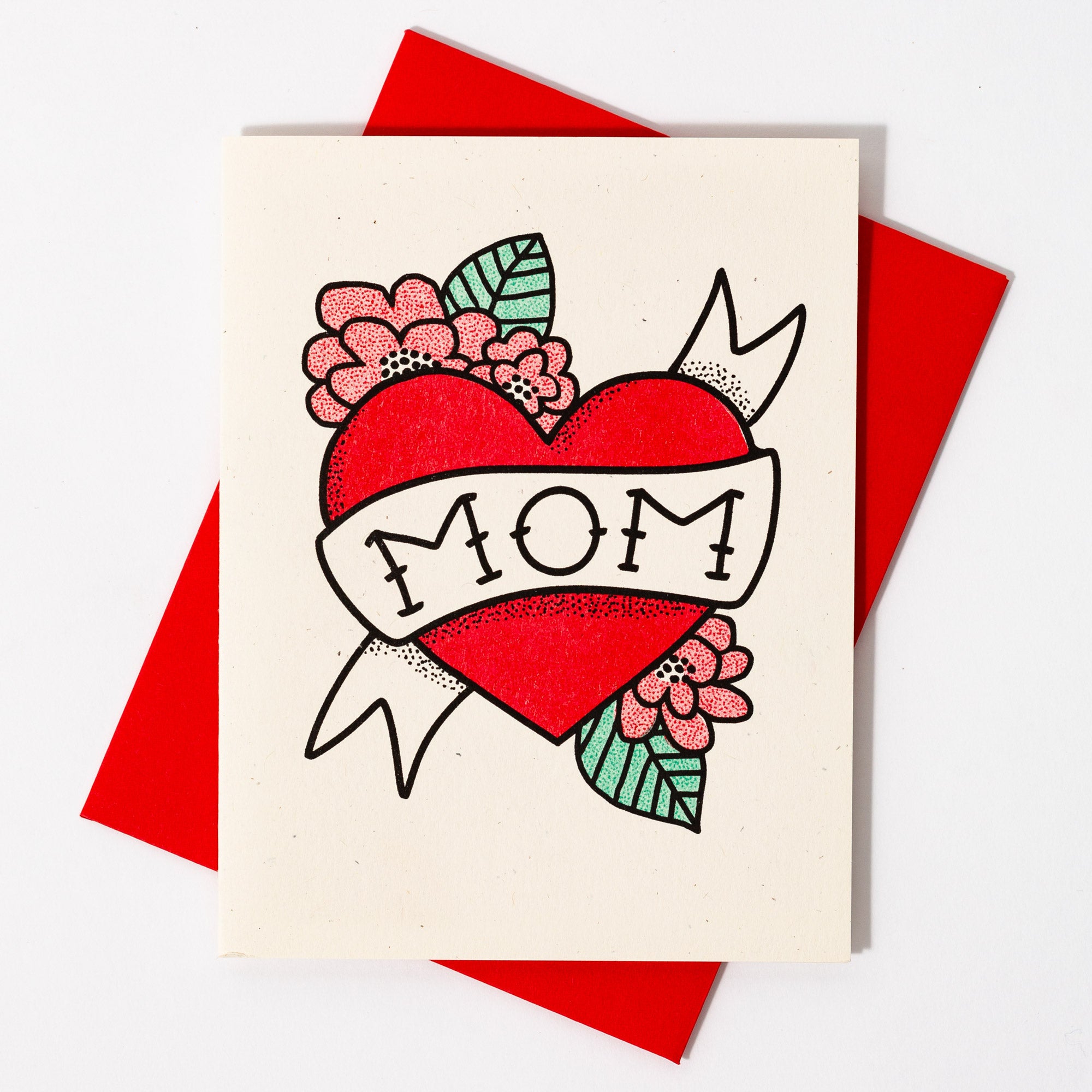 Mom Tattoo - Risograph Card