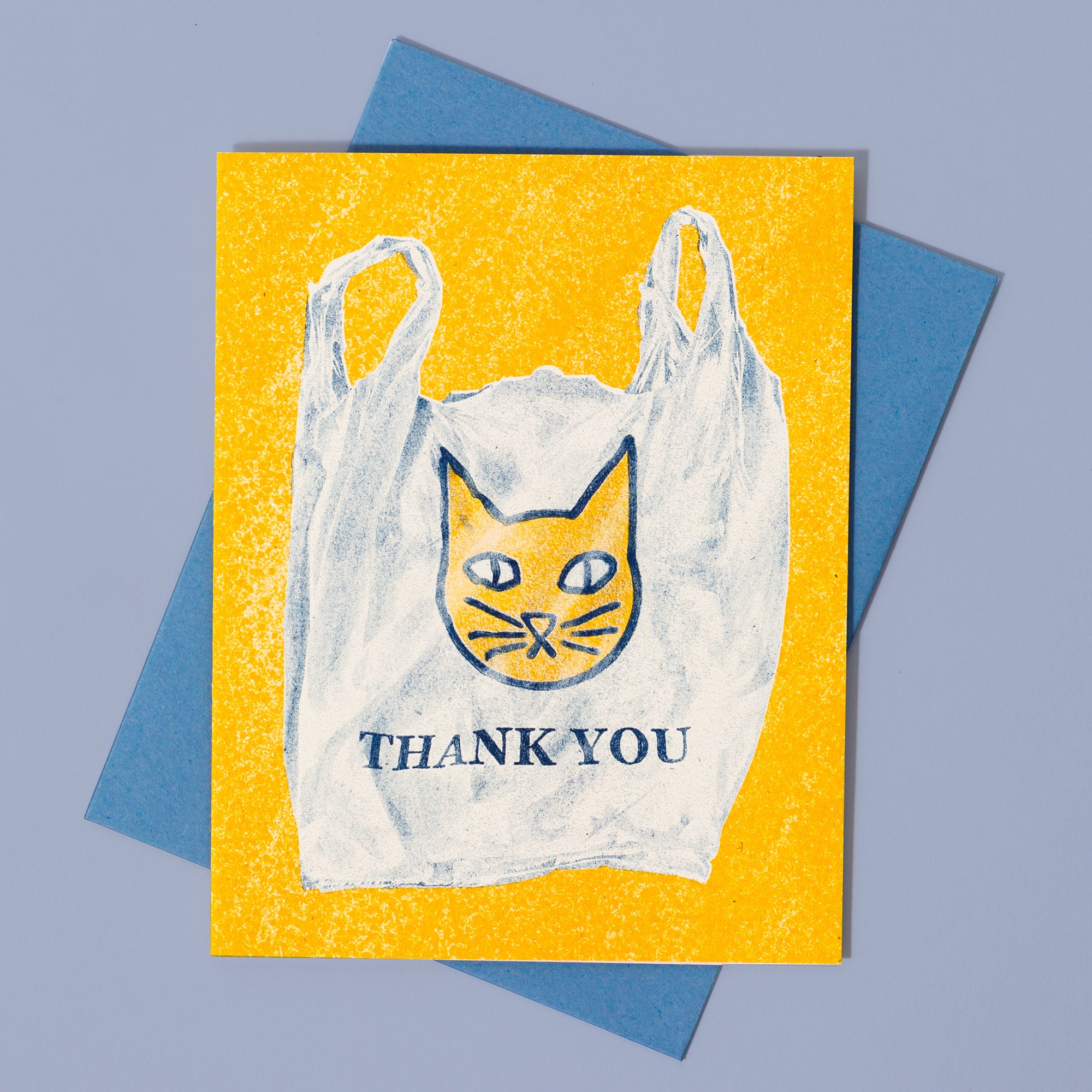 Thank You Cat Bag - Risograph Card