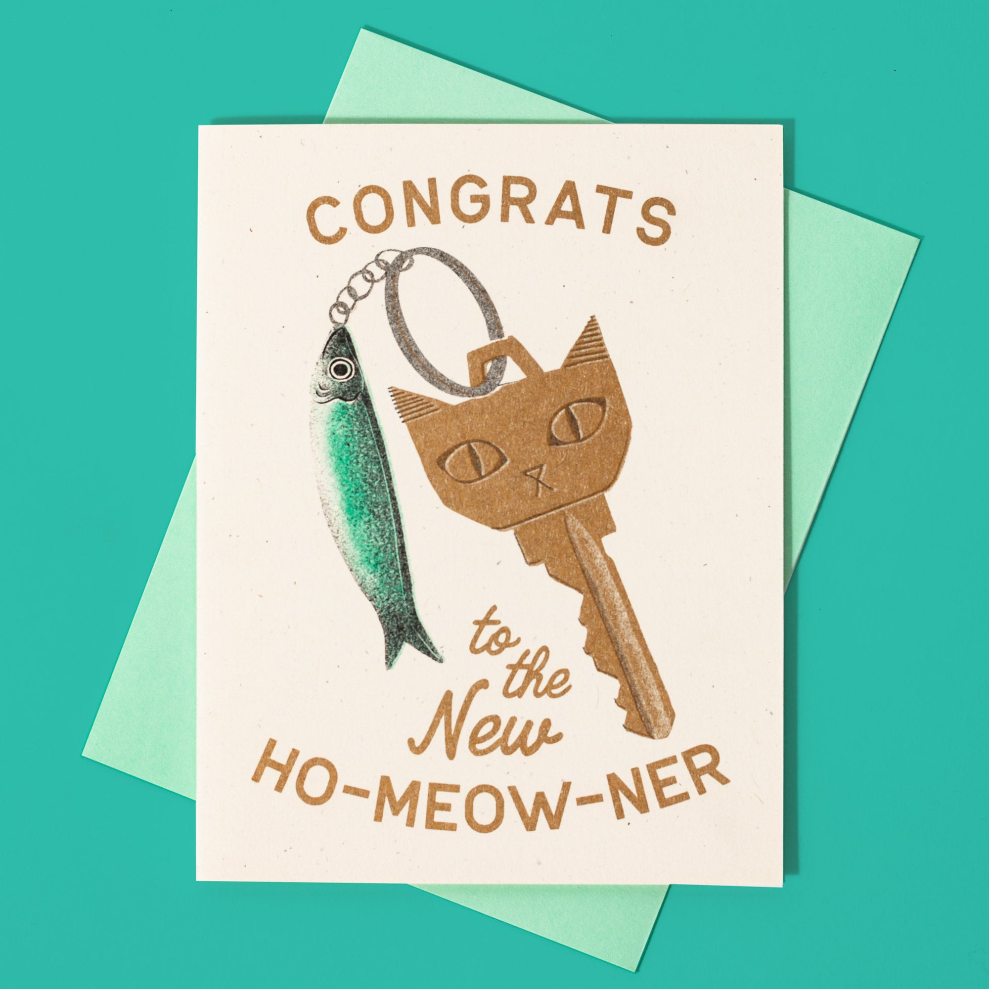 Congrats to the New Ho-Meow-Ner - Risograph Greeting Card