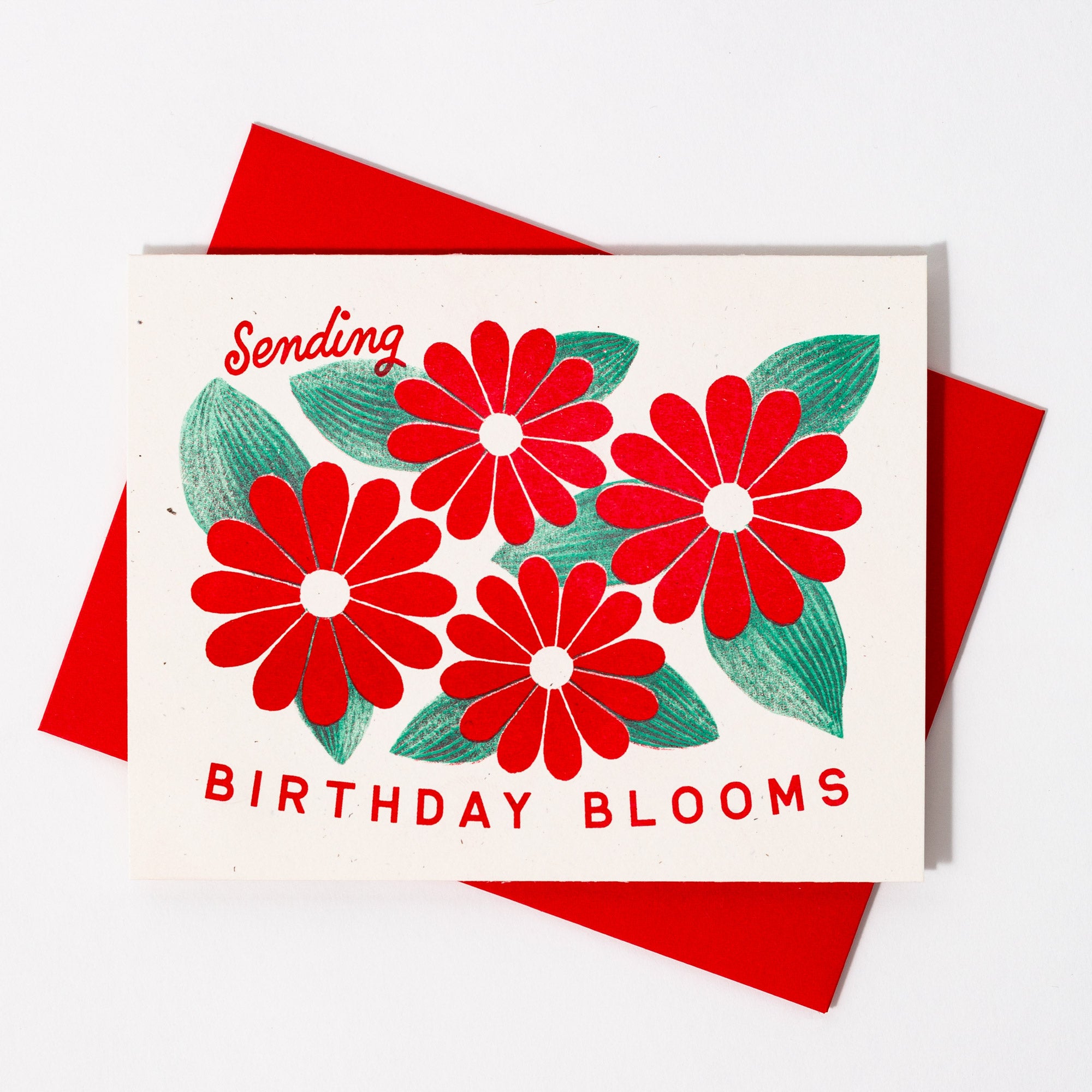 Sending Birthday Blooms - Risograph Card