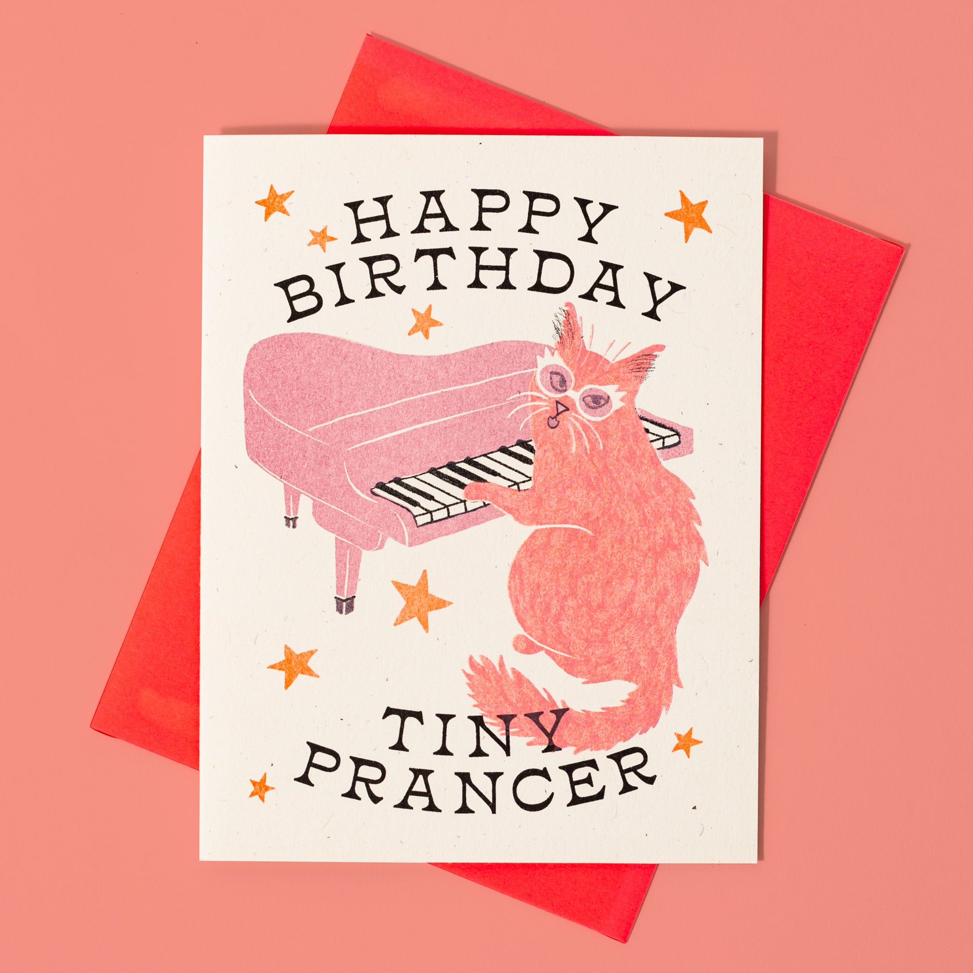 Happy Birthday Tiny Prancer - Risograph Card