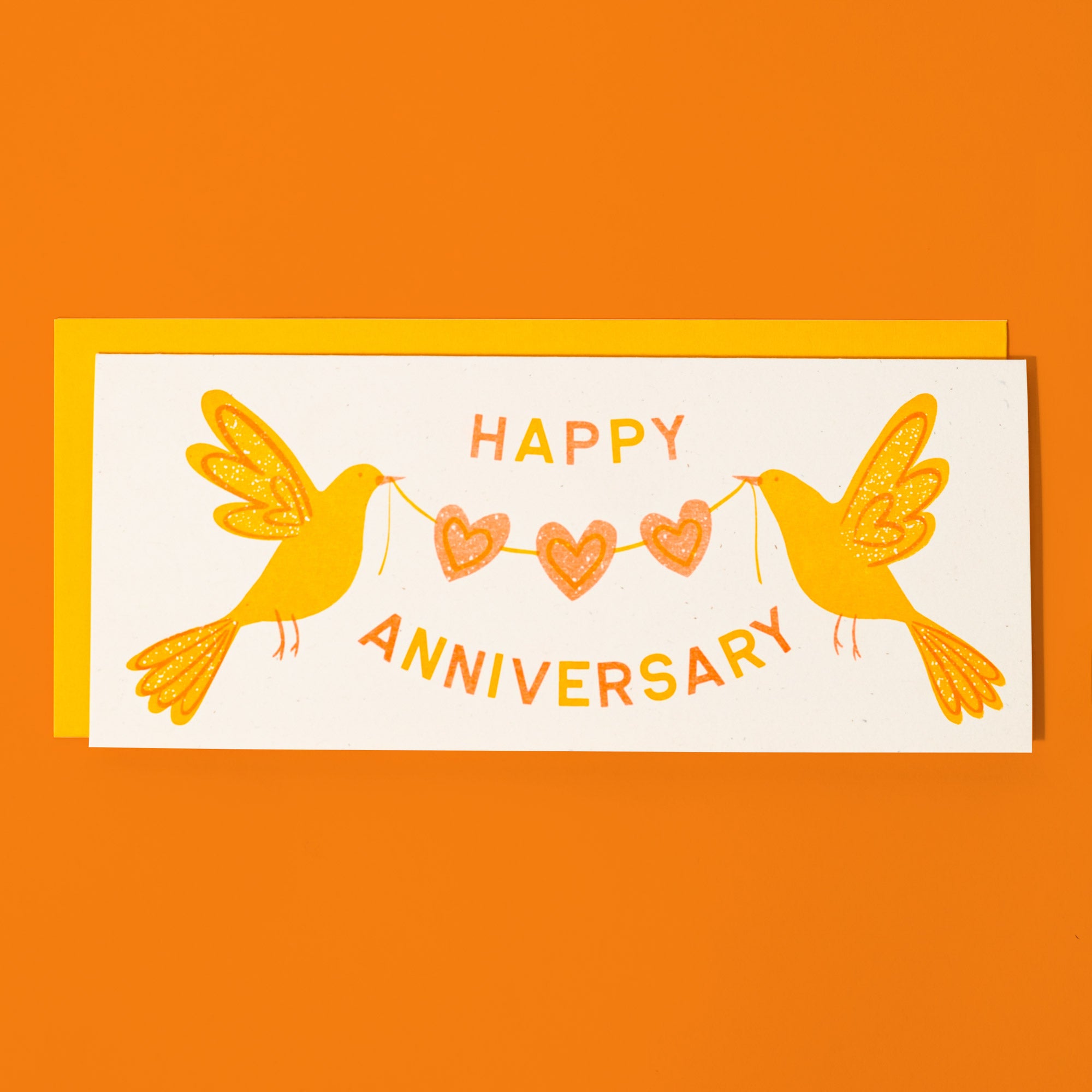 Happy Anniversary Birds - Risograph Greeting Card