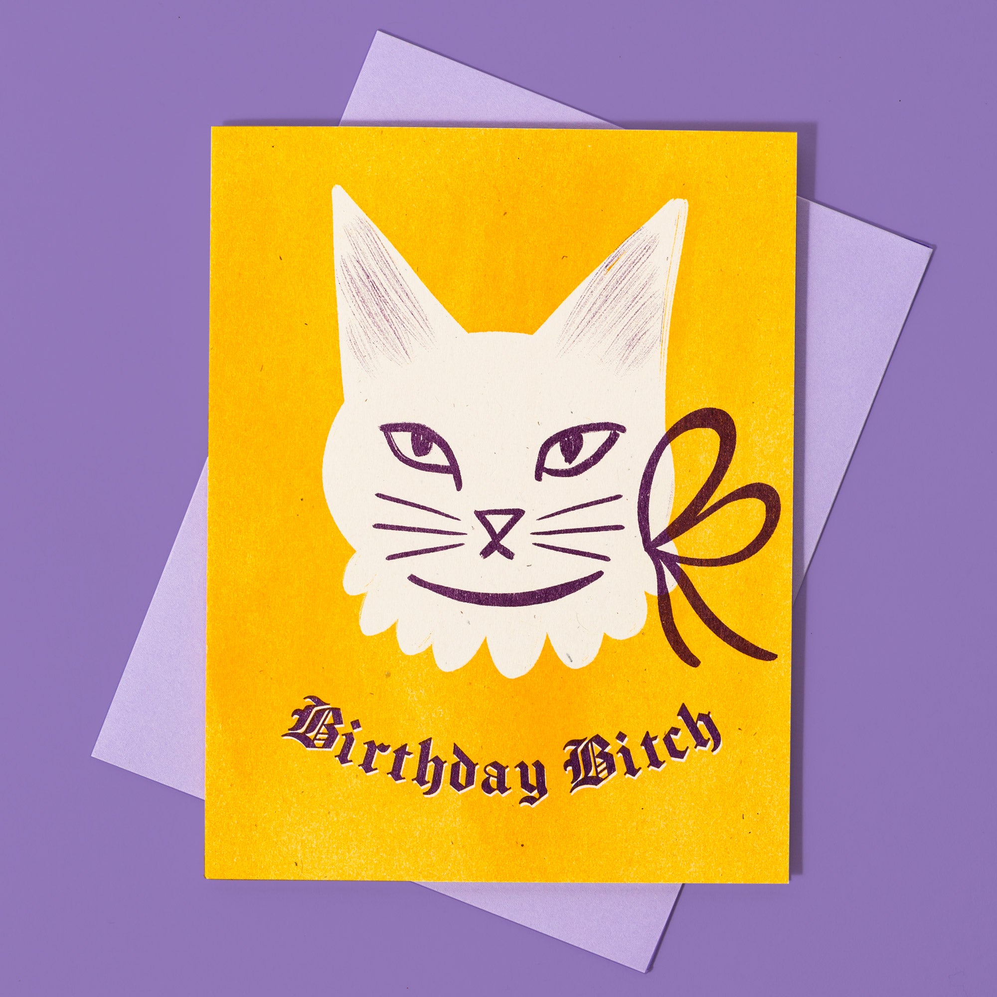 Blackletter Birthday Bitch - Risograph Card