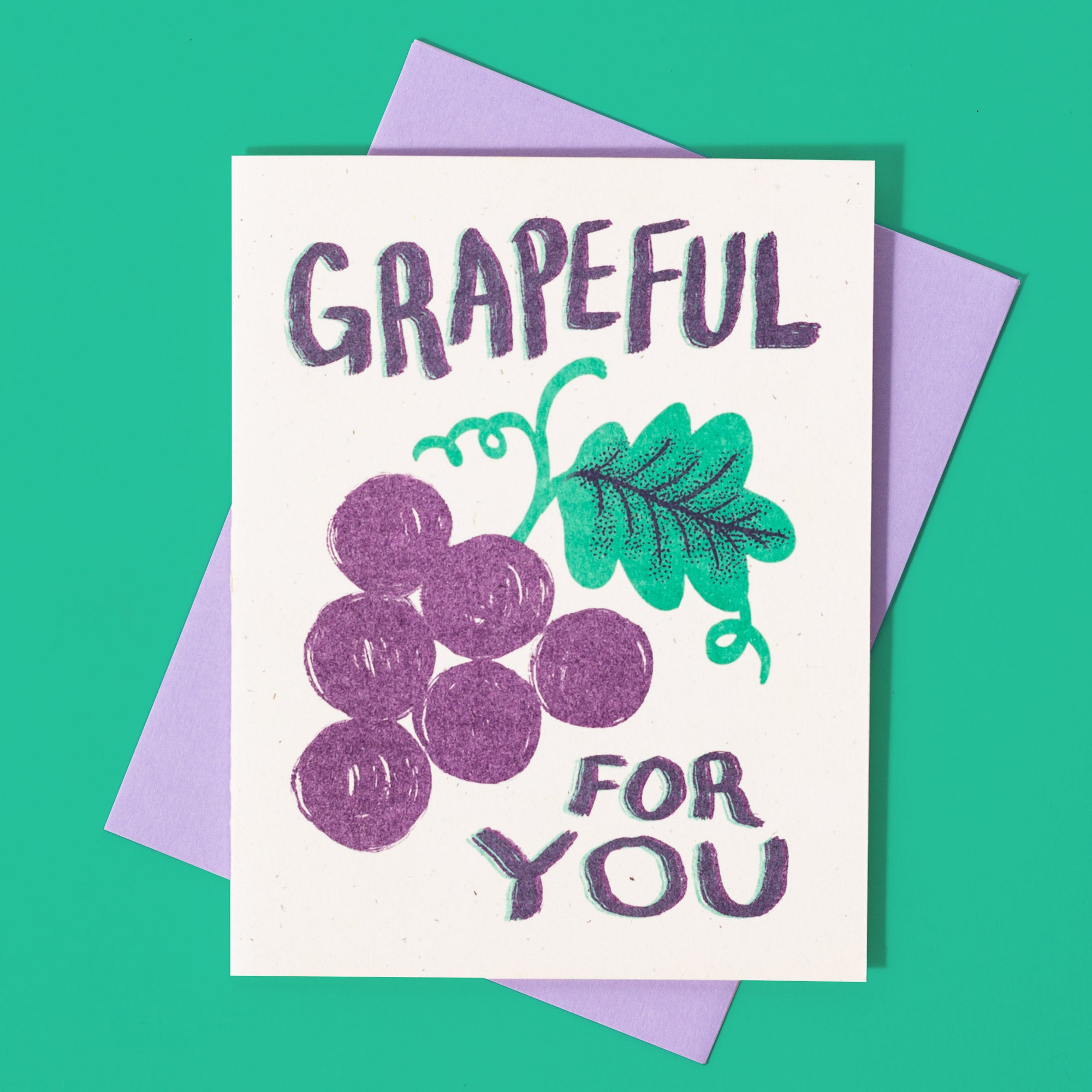 Grapeful For You - Risograph Thank You Card