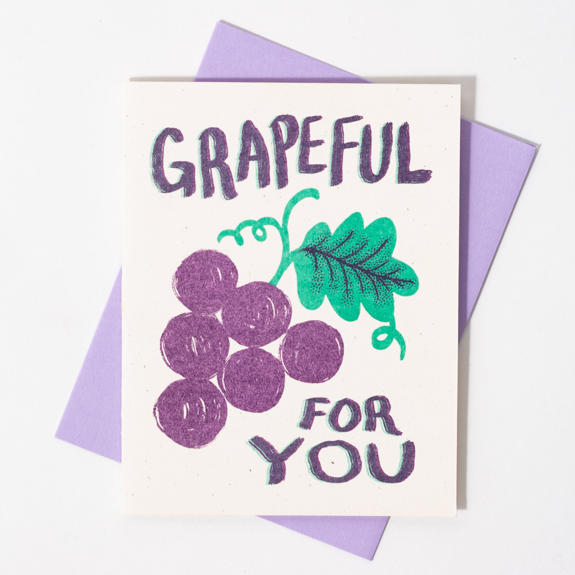 Grapeful For You - Risograph Thank You Card