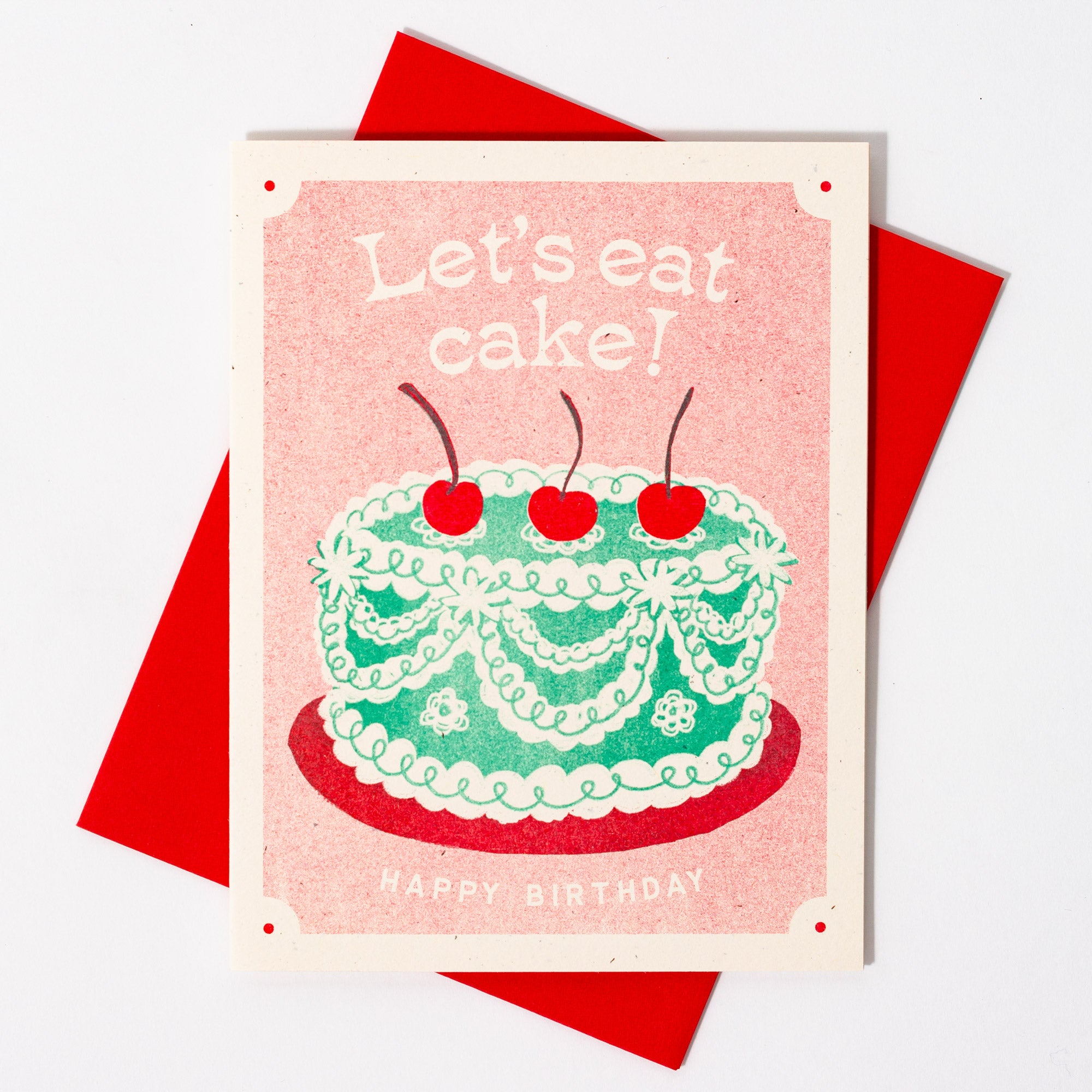 Let's Eat Cake - Risograph Birthday Card