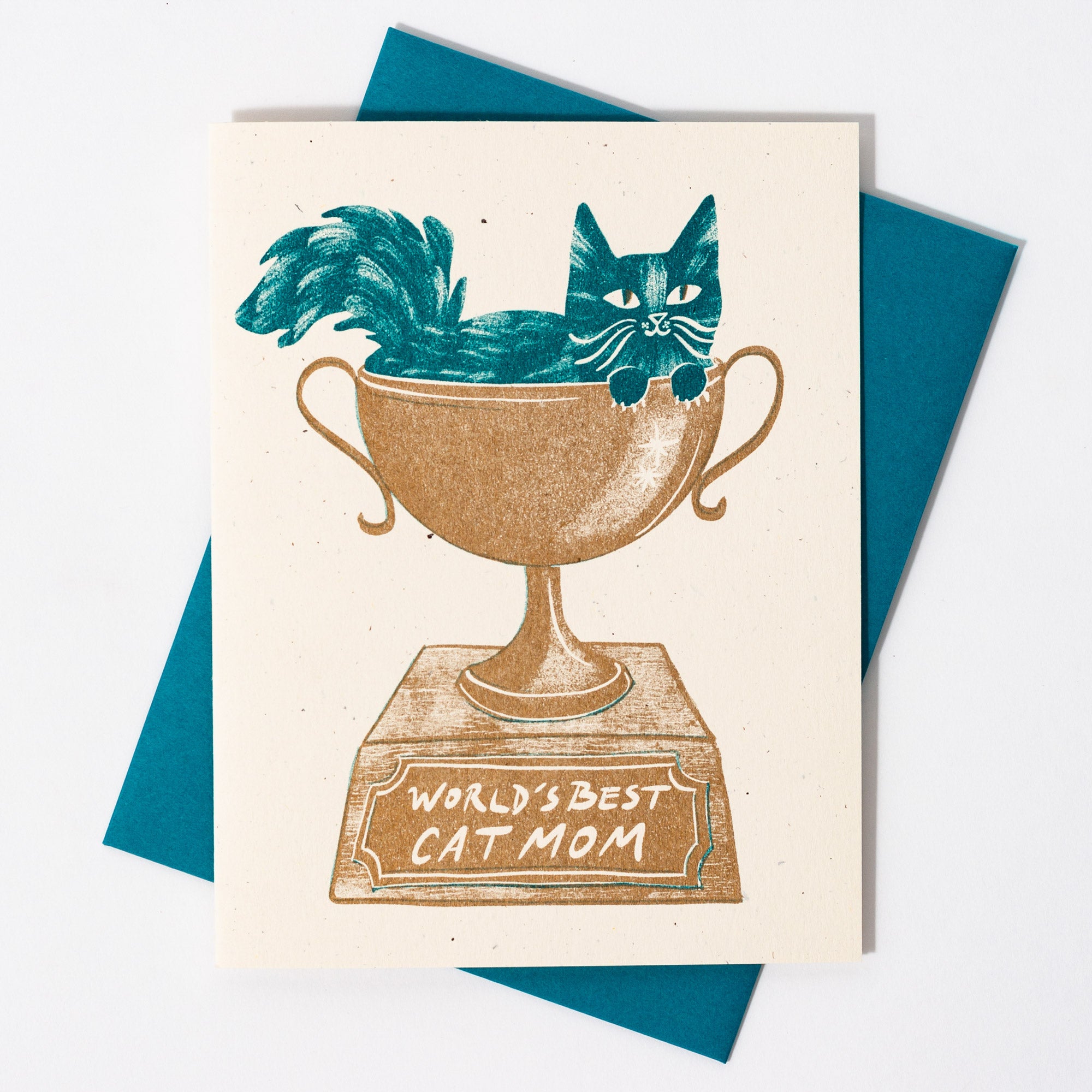 World's Best Cat Mom - Risograph Mother's Day Card