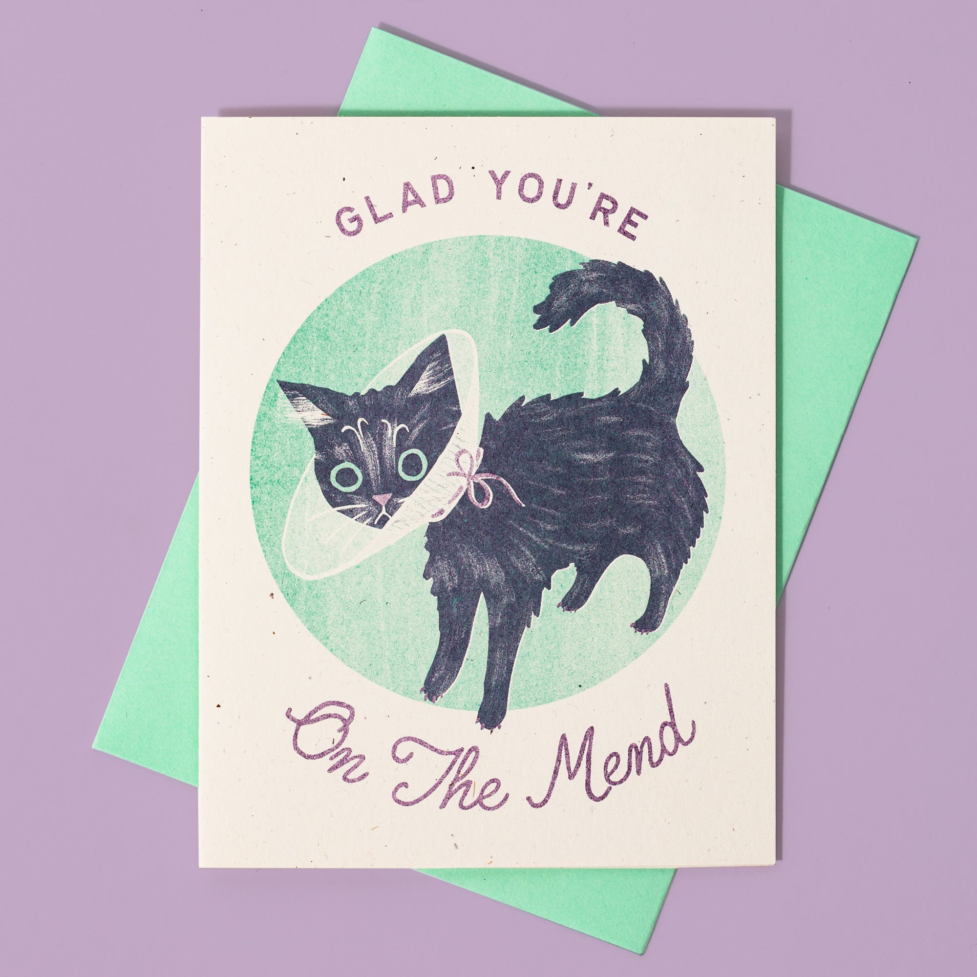 Glad You're On The Mend - Risograph Get Well Card