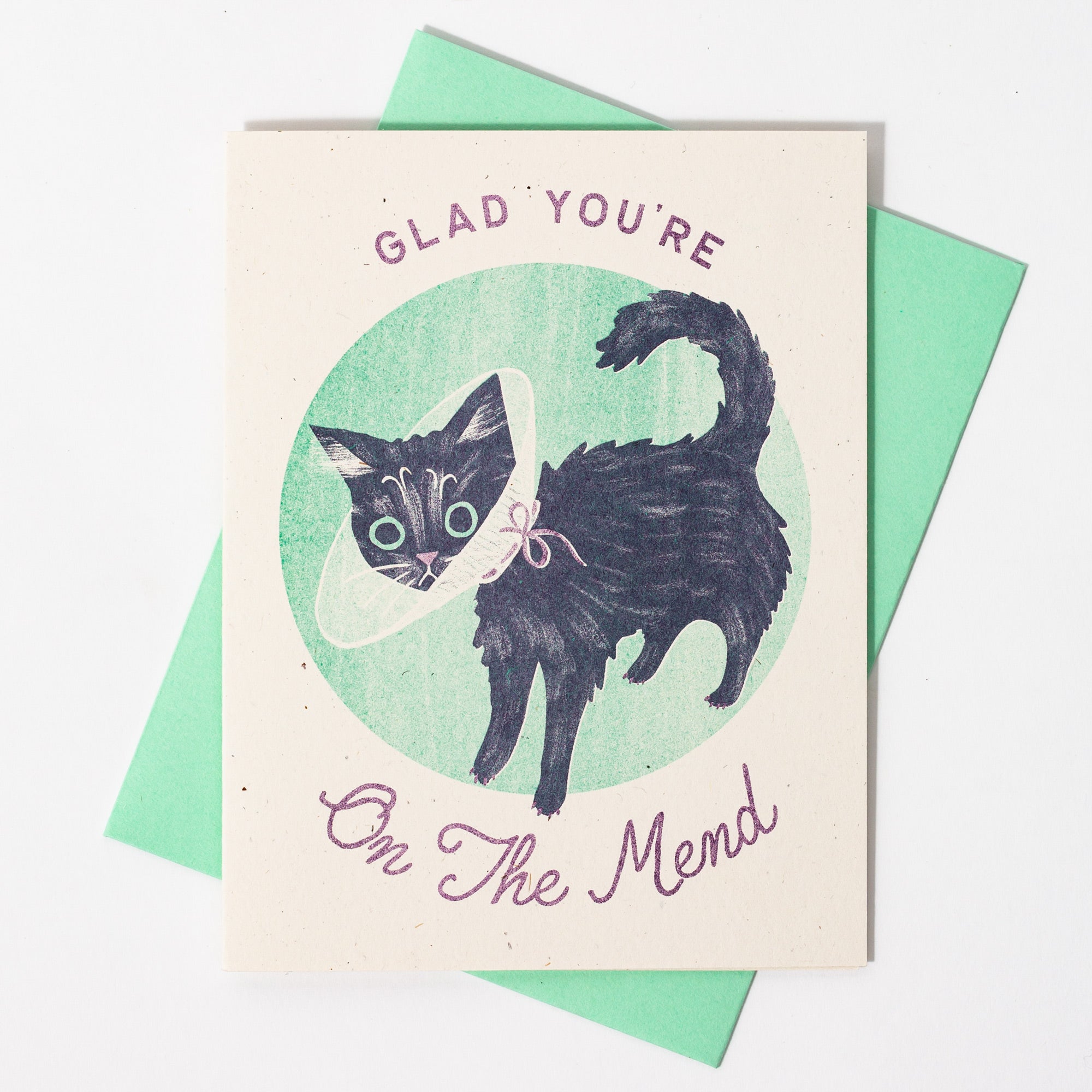 Glad You're On The Mend - Risograph Get Well Card