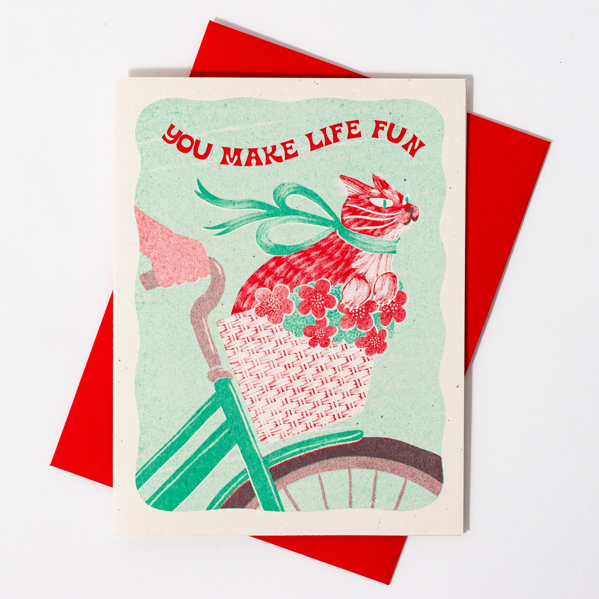 You Make Life Fun Cat - Risograph Greeting Card