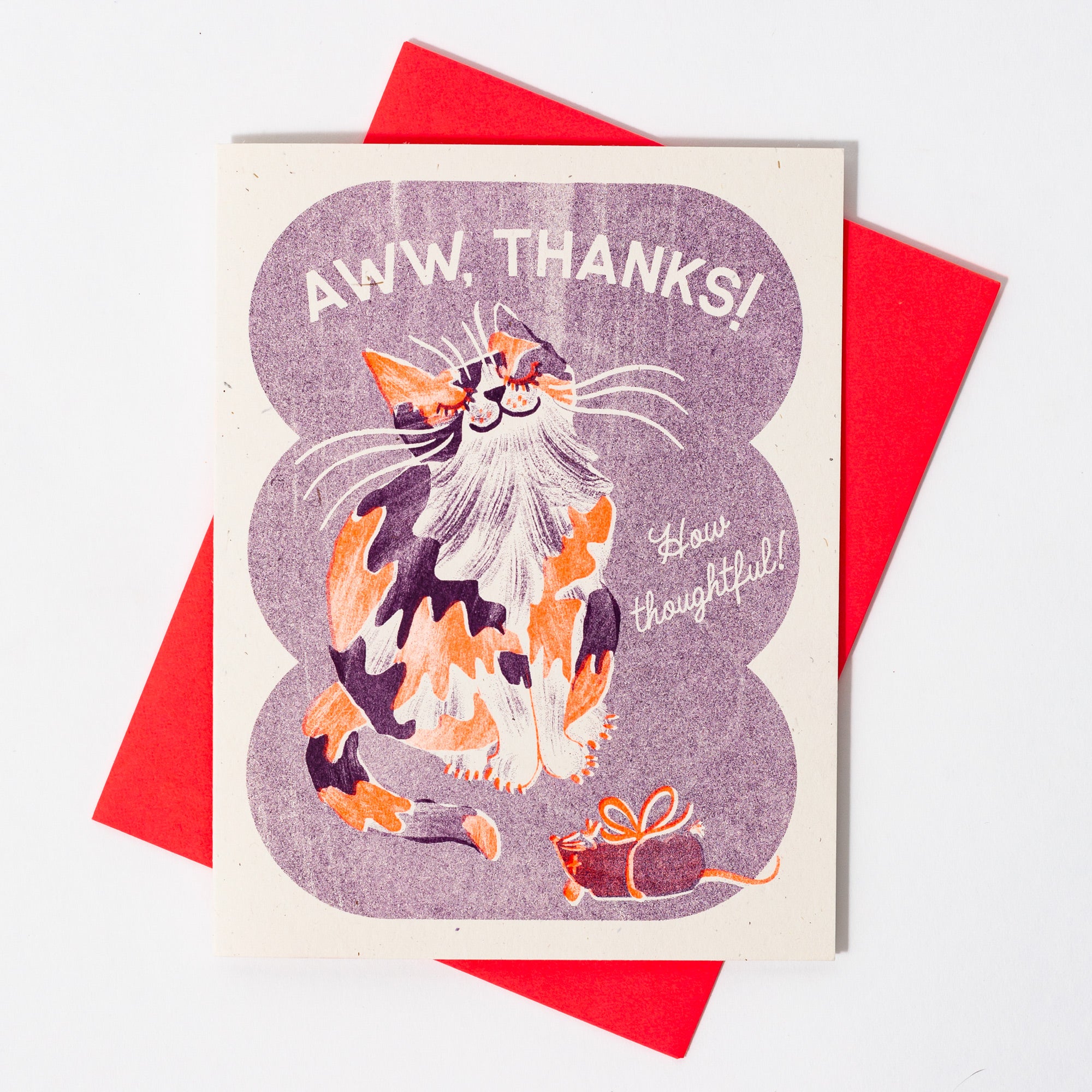 Aww, Thanks! Cat - Risograph Thank You Card