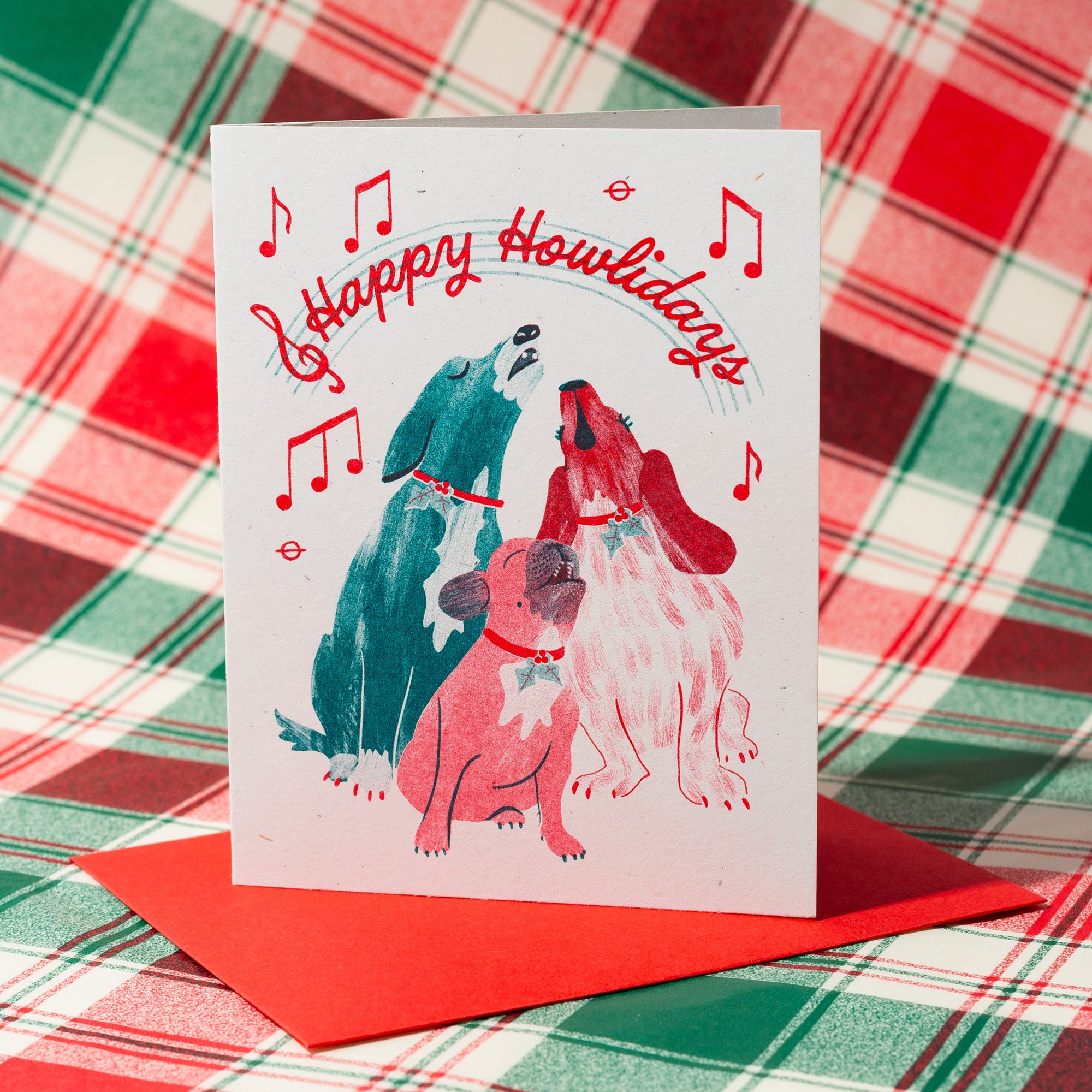 Happy Howlidays Dogs - Risograph Christmas Card