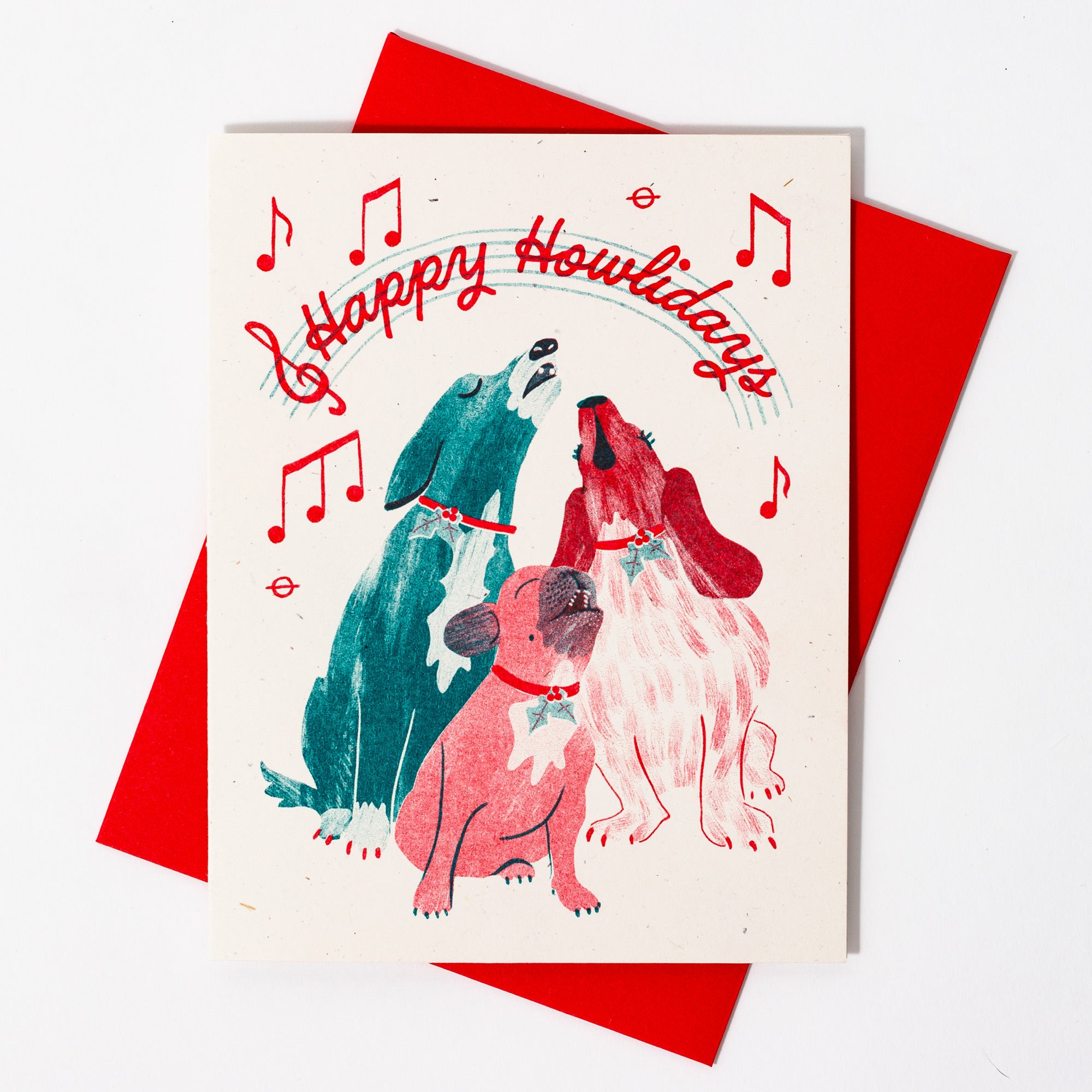 Happy Howlidays Dogs - Risograph Christmas Card