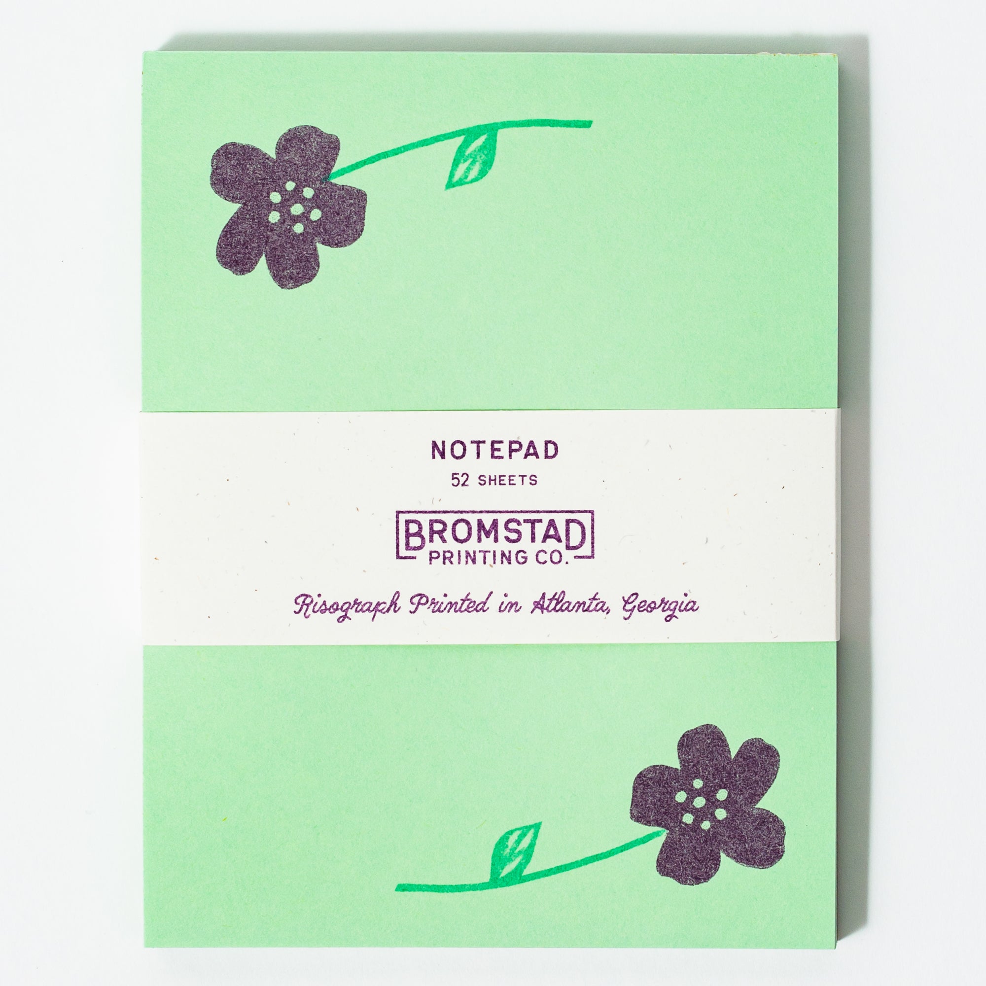 Flower Pair Green - Risograph A2 Notepad