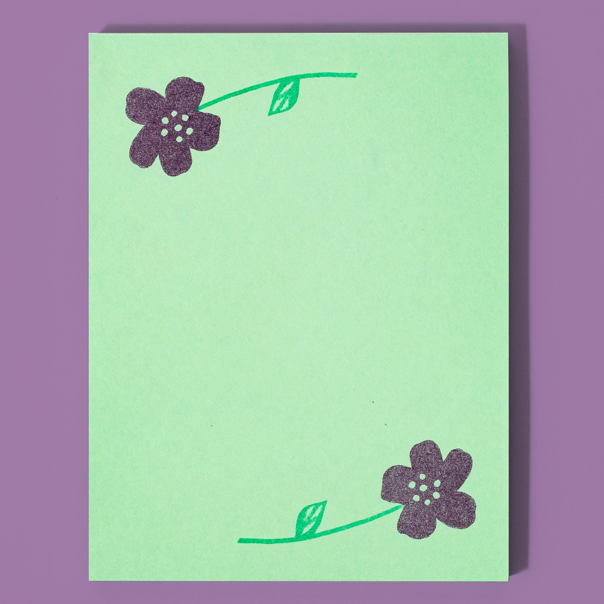 Flower Pair Green - Risograph A2 Notepad