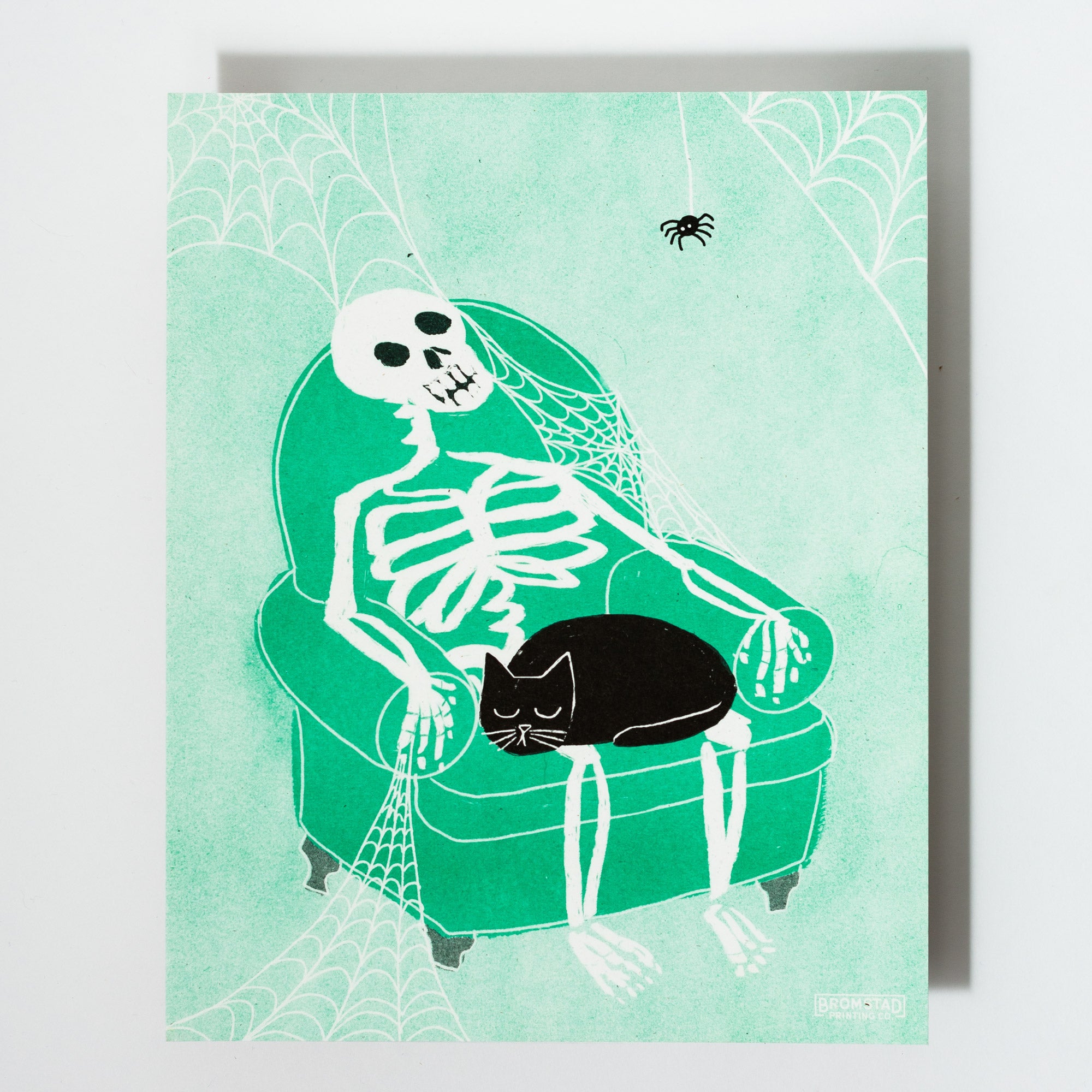 Skeleton Lap Cat - Risograph Print