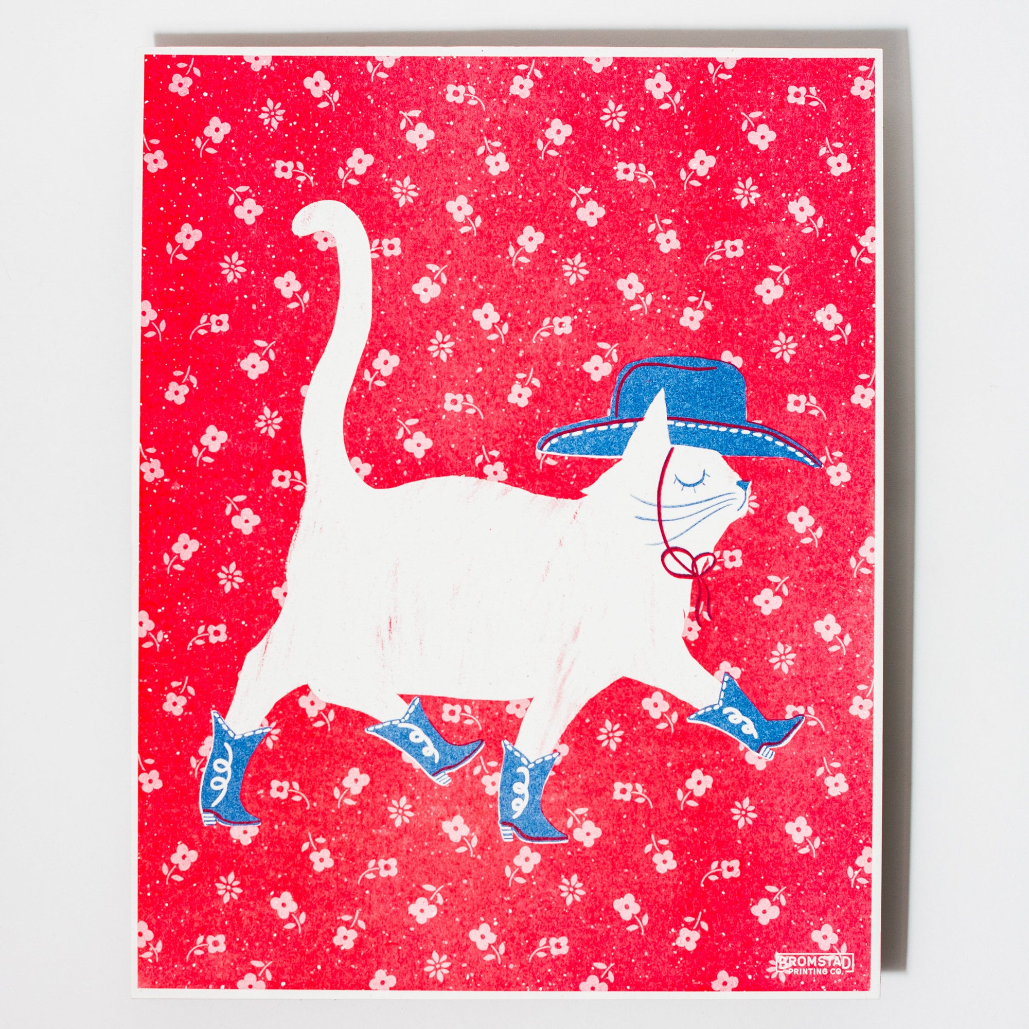 Cowboy Cat - Risograph Print