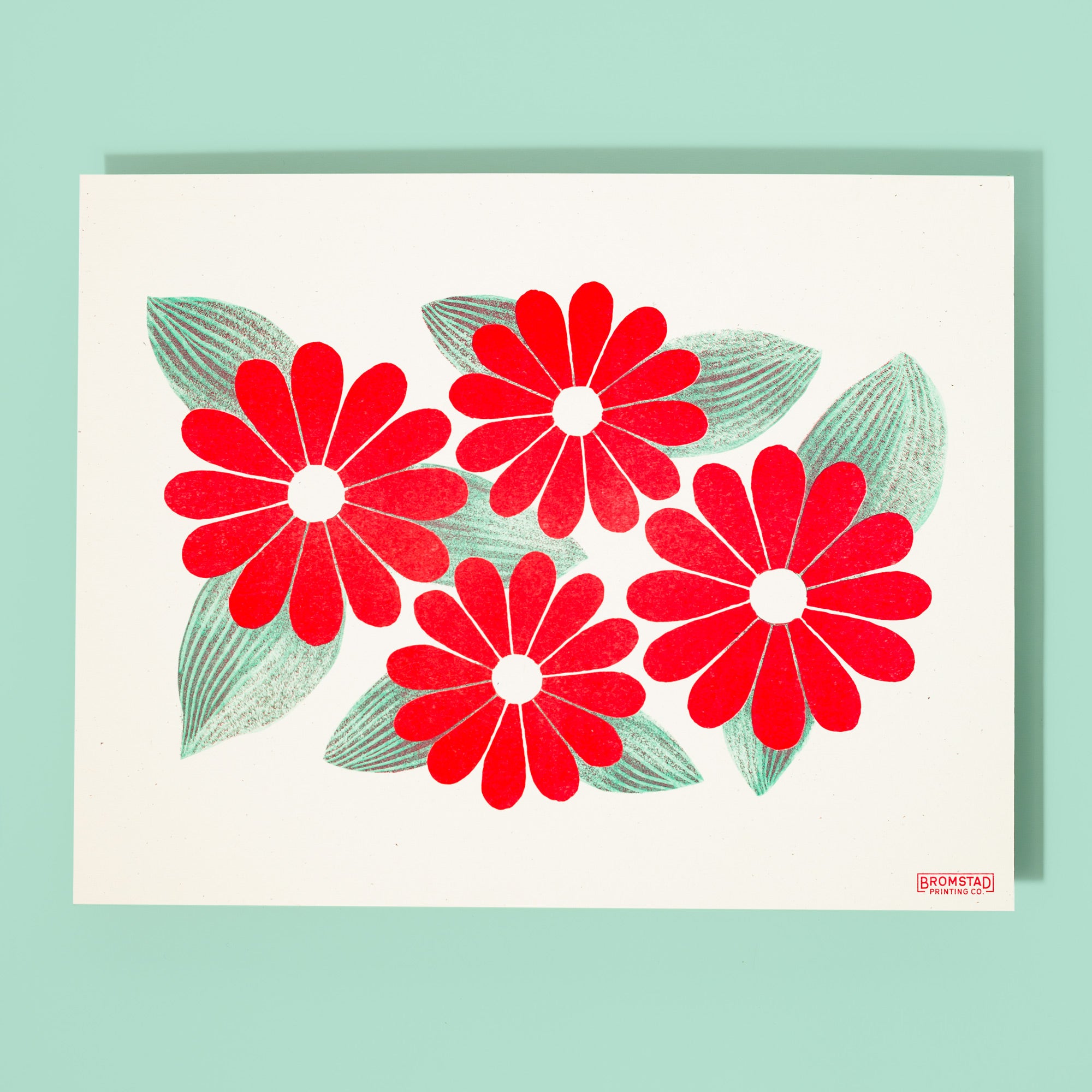 Red Flowers - Risograph Print