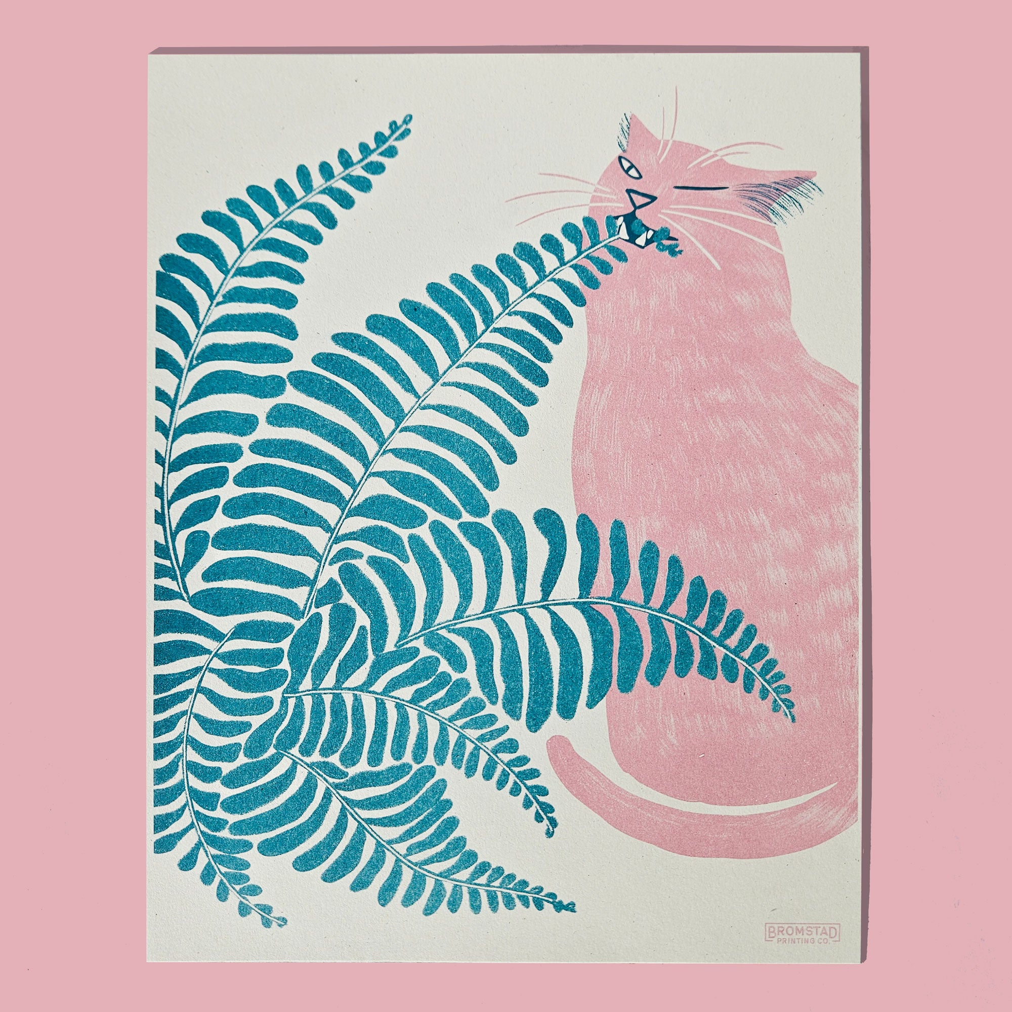 Fern Cat - Risograph Print