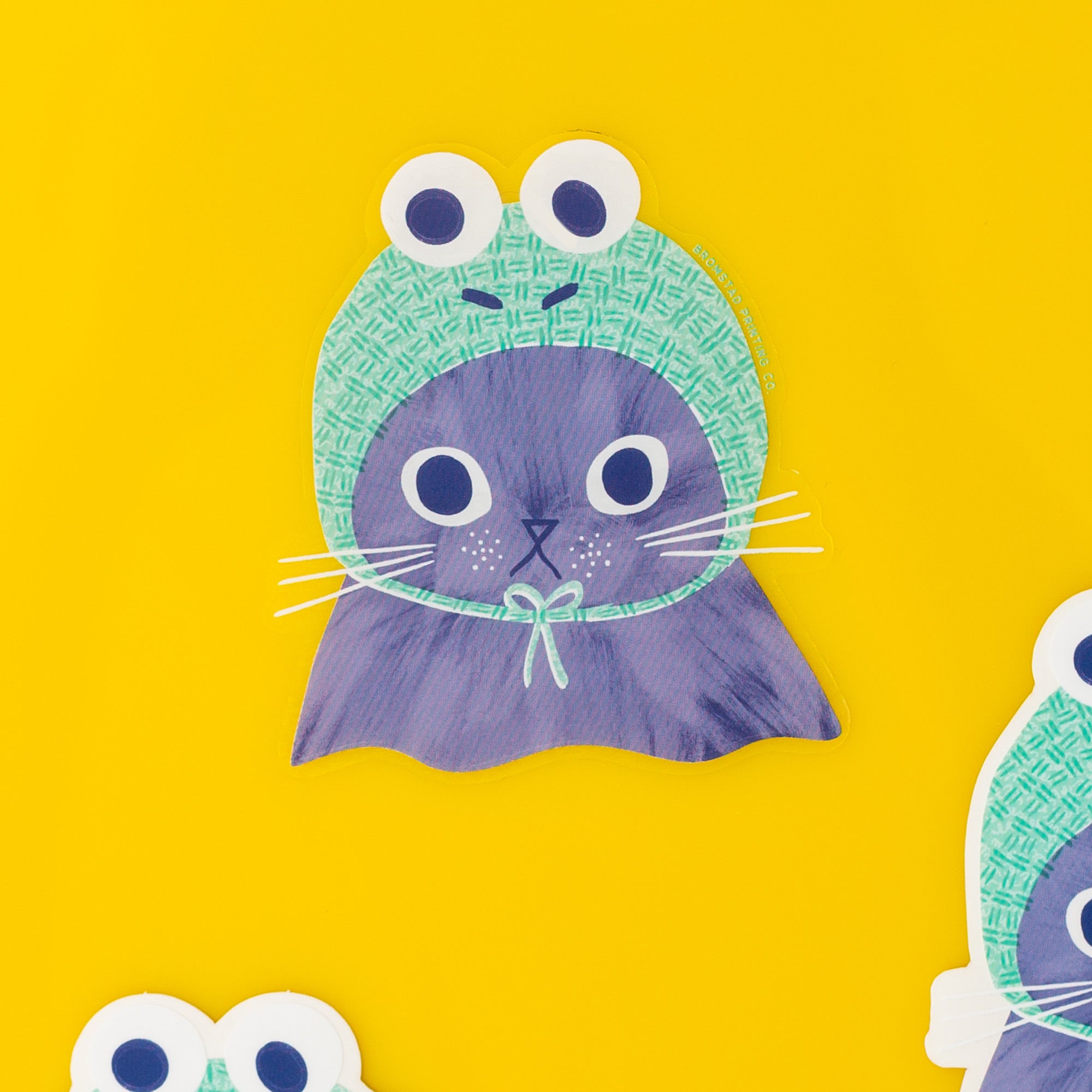 Frog Hat Cat Clear Sticker