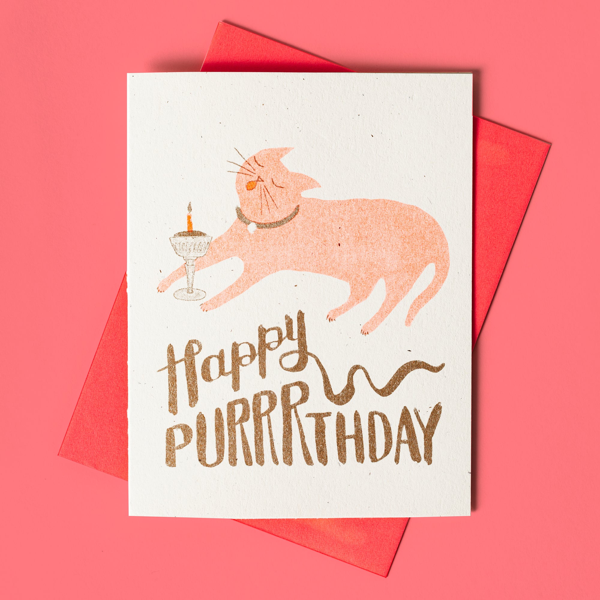 Happy Purrrthday - Risograph Card