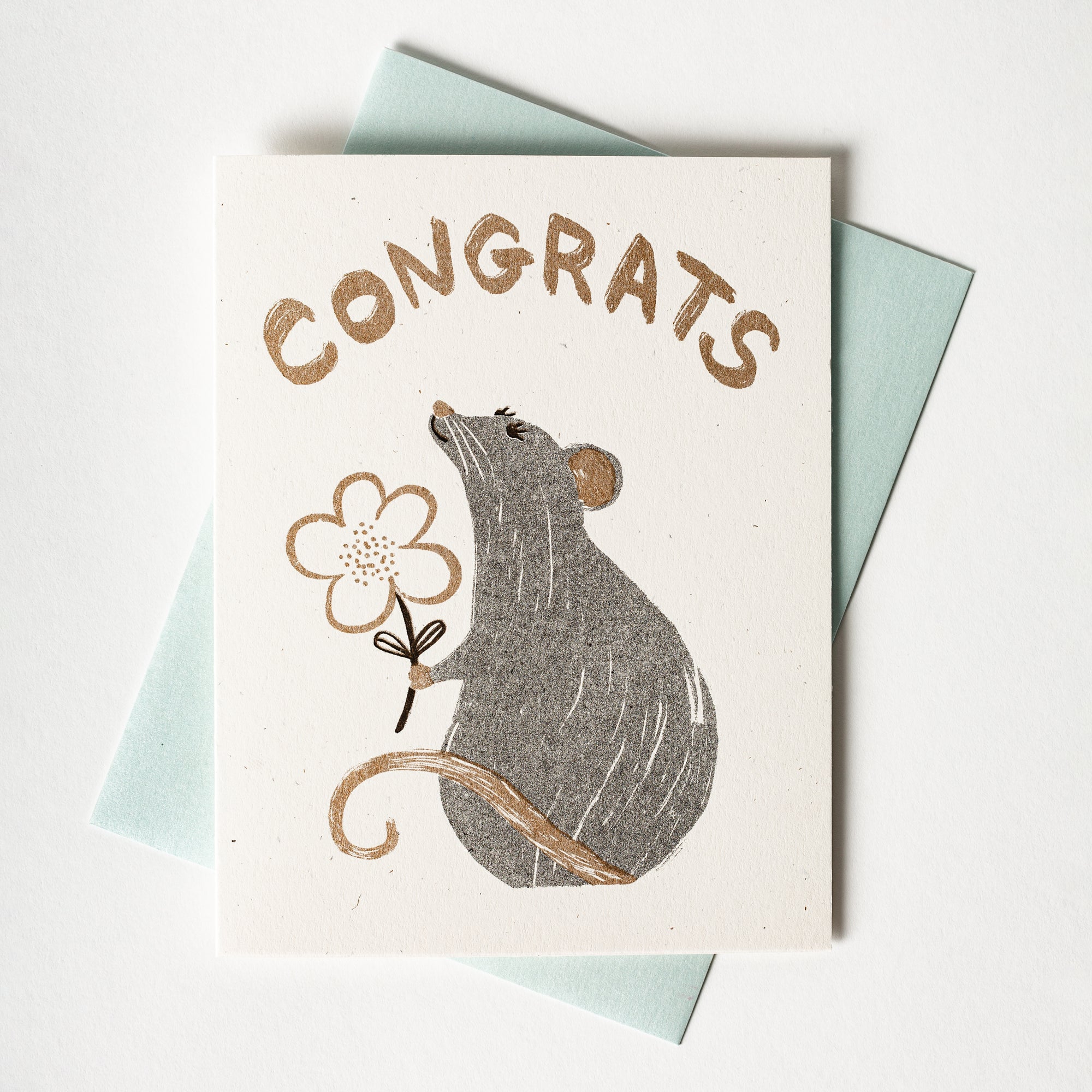Congrats Rat - Risograph Card