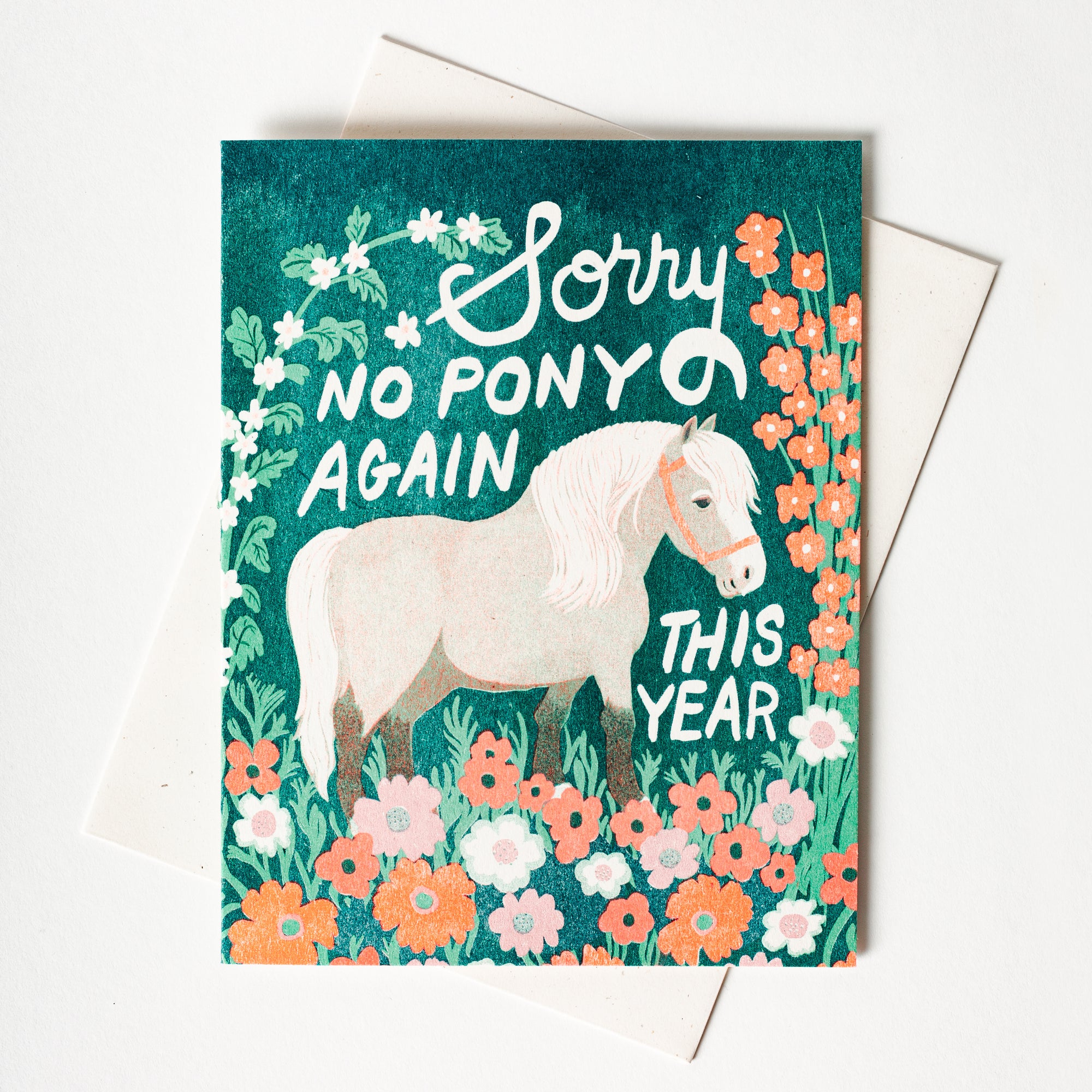 No Pony Birthday - Risograph Card