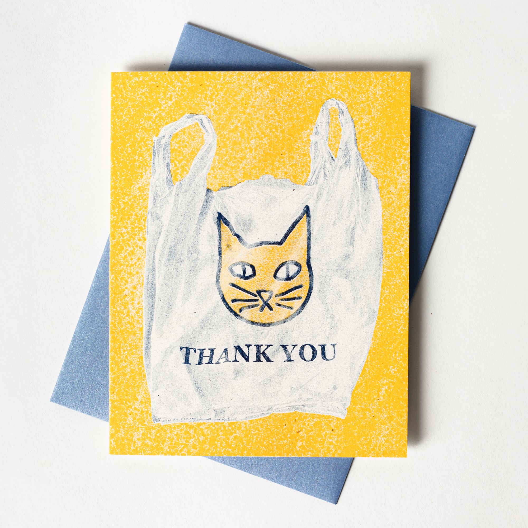 Thank You Cat Bag - Risograph Card
