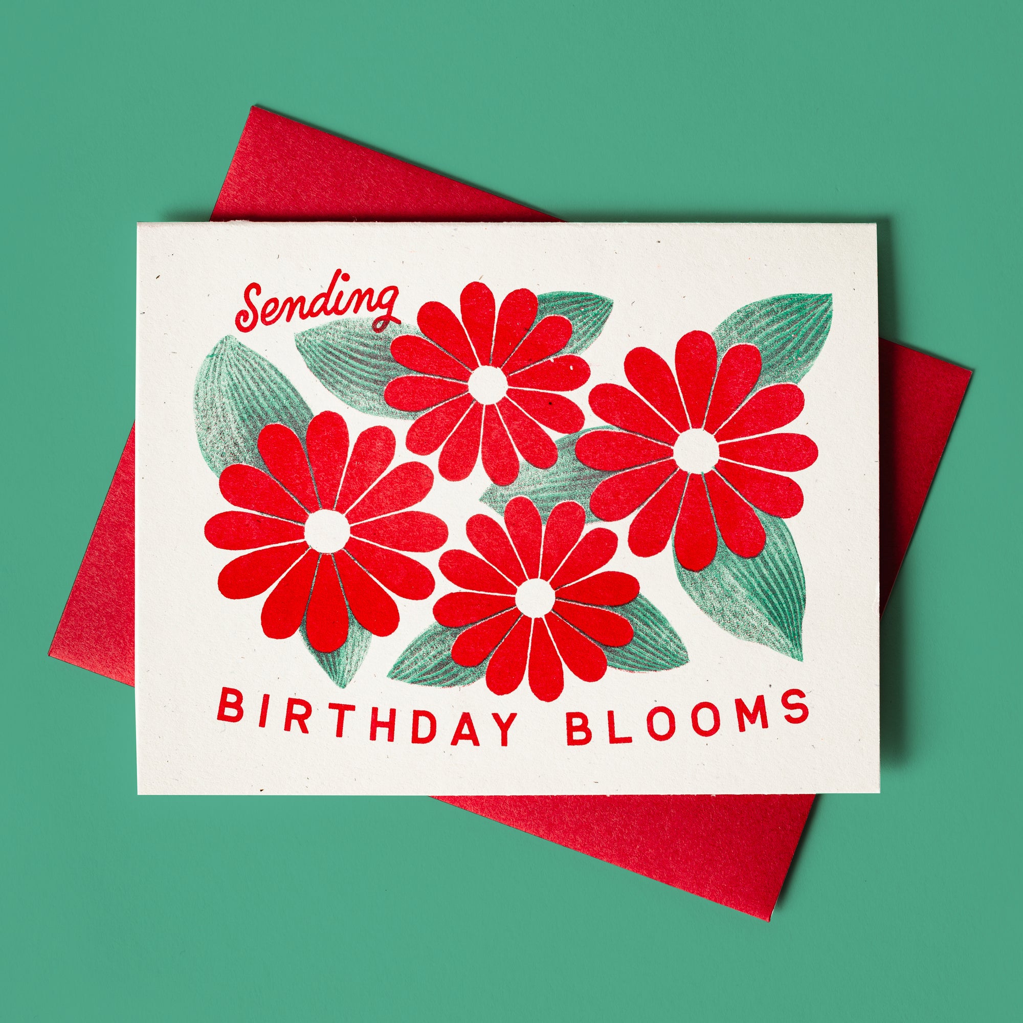 Sending Birthday Blooms - Risograph Card