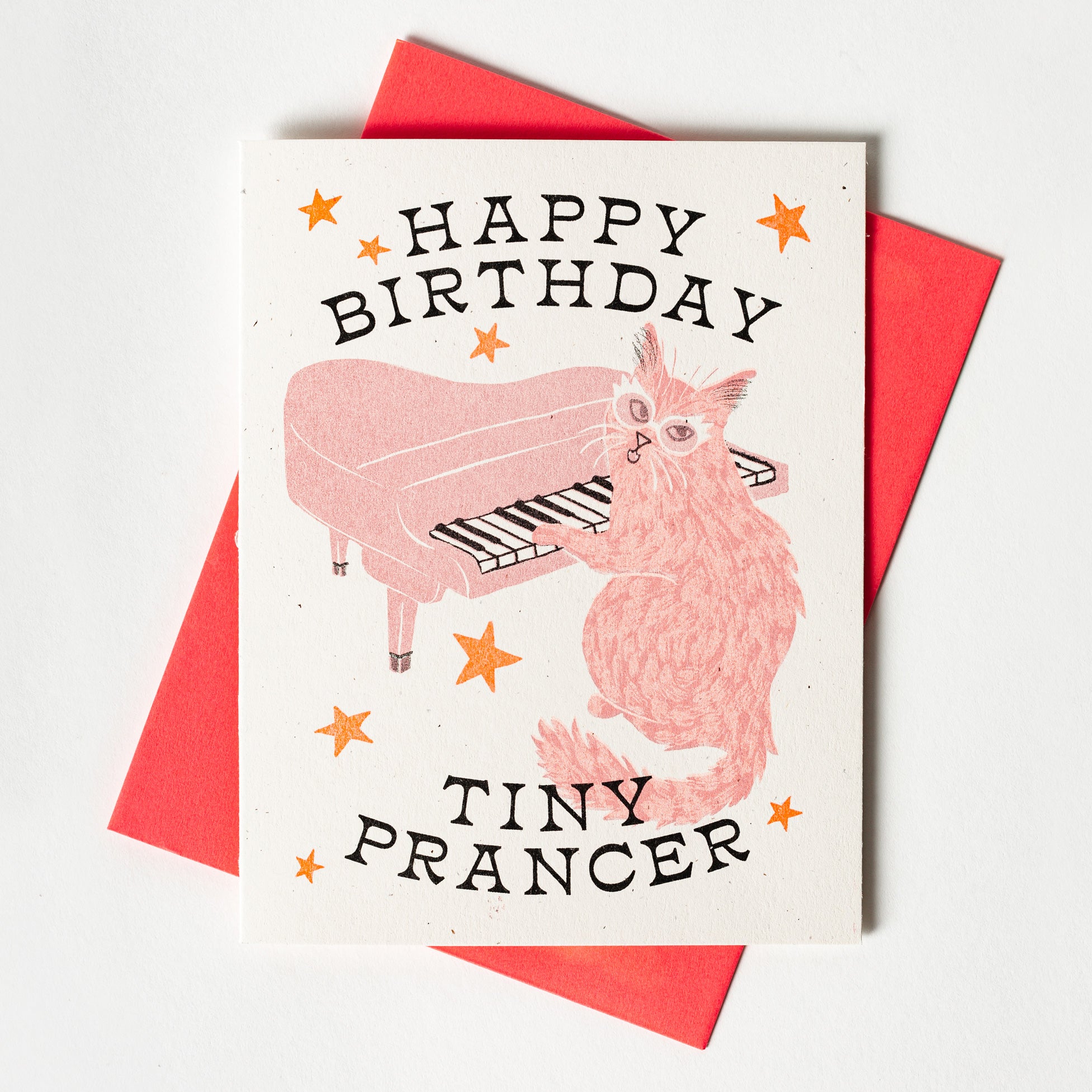 Happy Birthday Tiny Prancer - Risograph Card