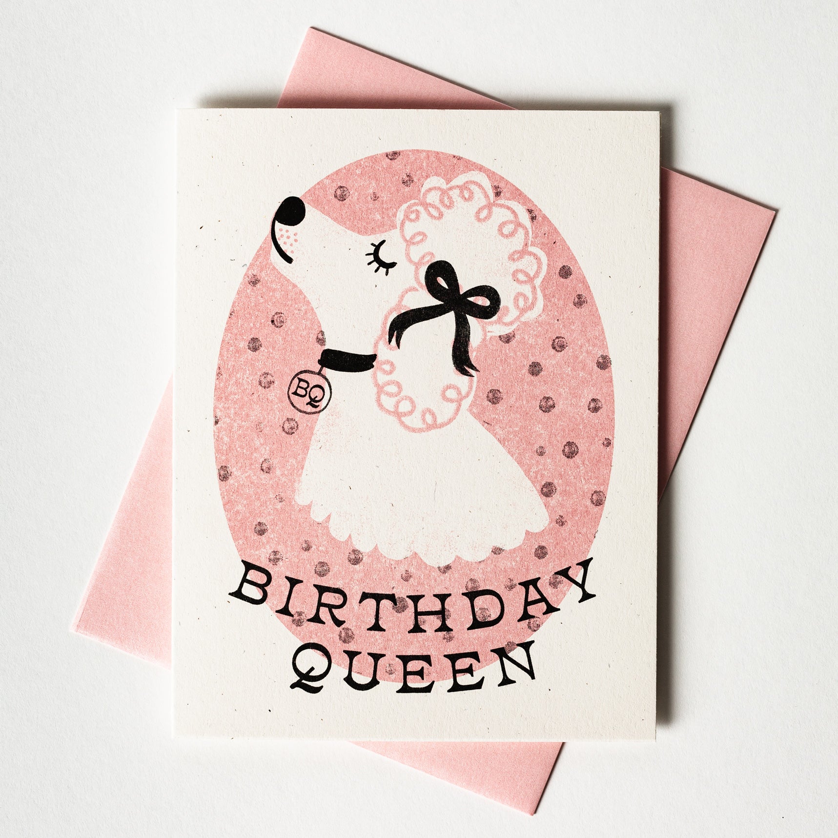 Birthday Queen Dog - Risograph Card