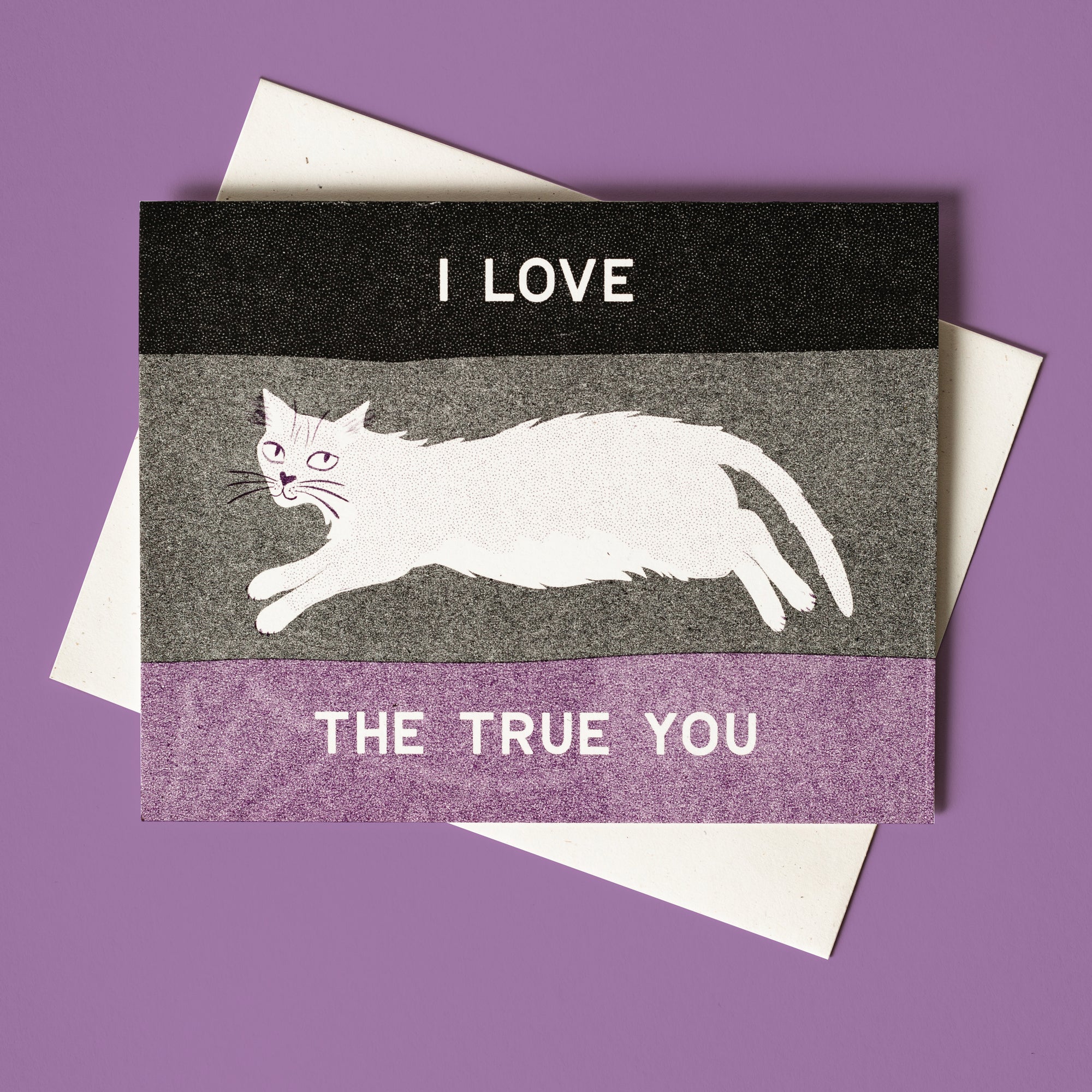 I Love The True You - Asexual Pride Risograph Card