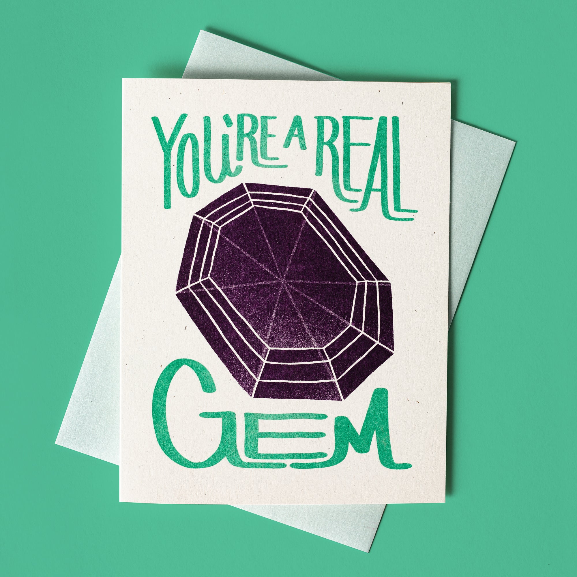 You're a Real Gem - Risograph Greeting Card
