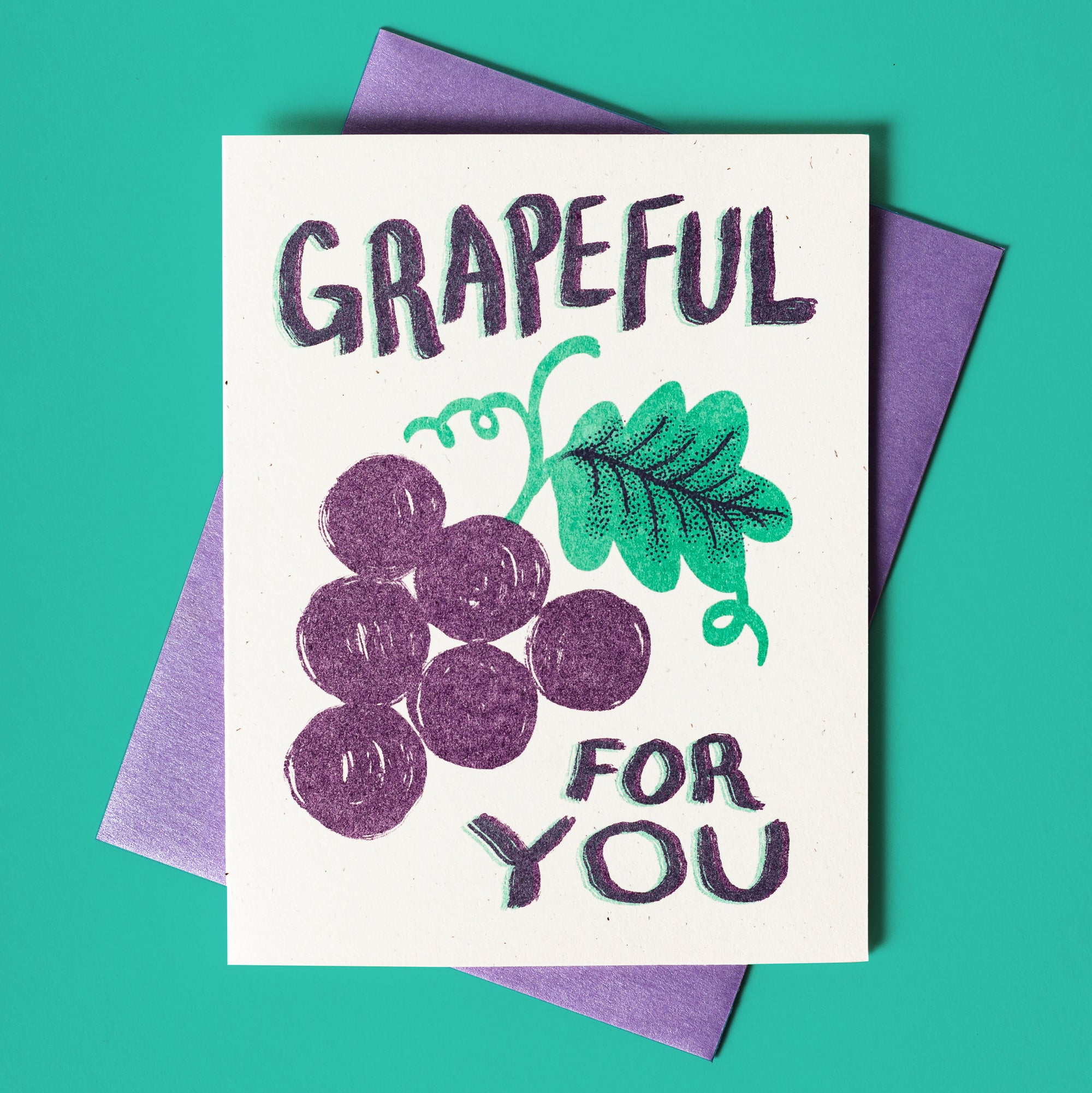Grapeful For You - Risograph Thank You Card