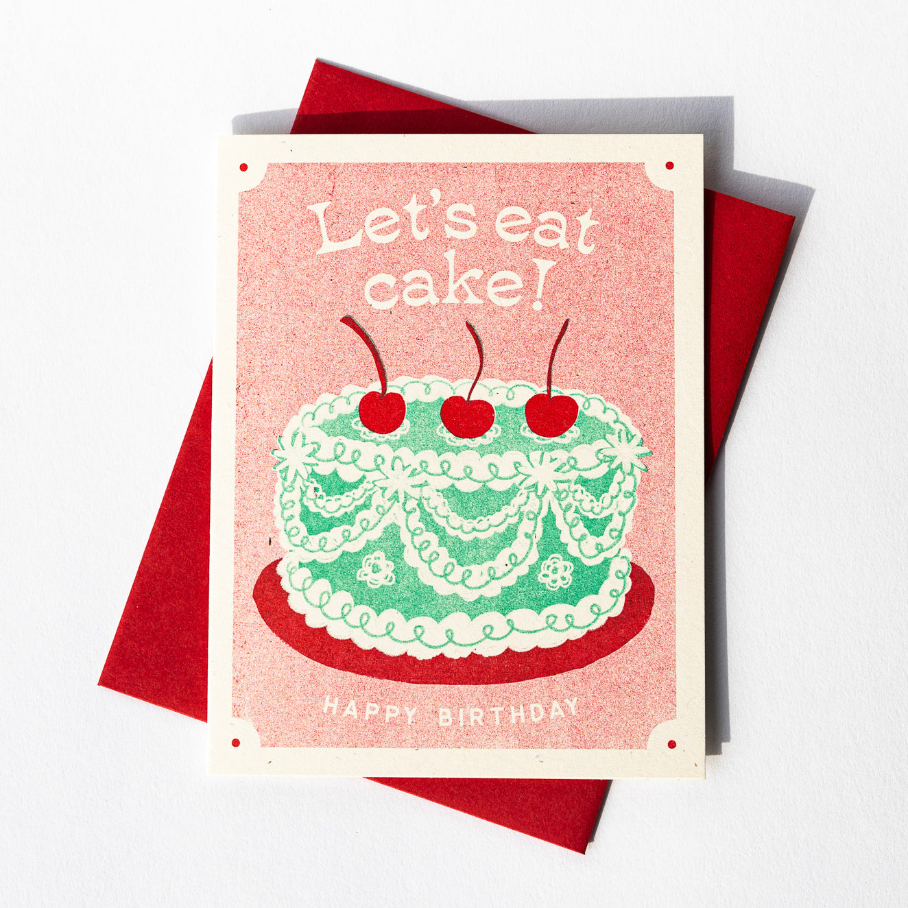 Let's Eat Cake - Risograph Birthday Card