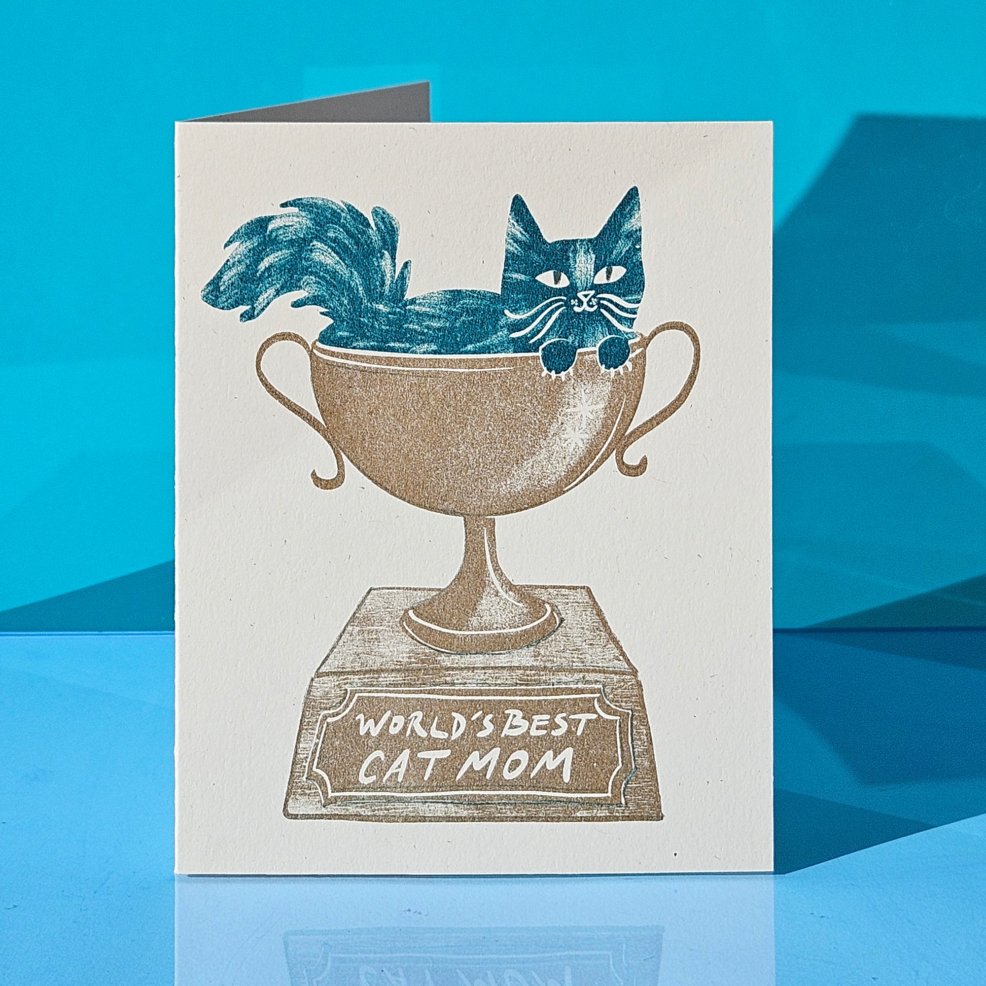 World's Best Cat Mom - Risograph Mother's Day Card